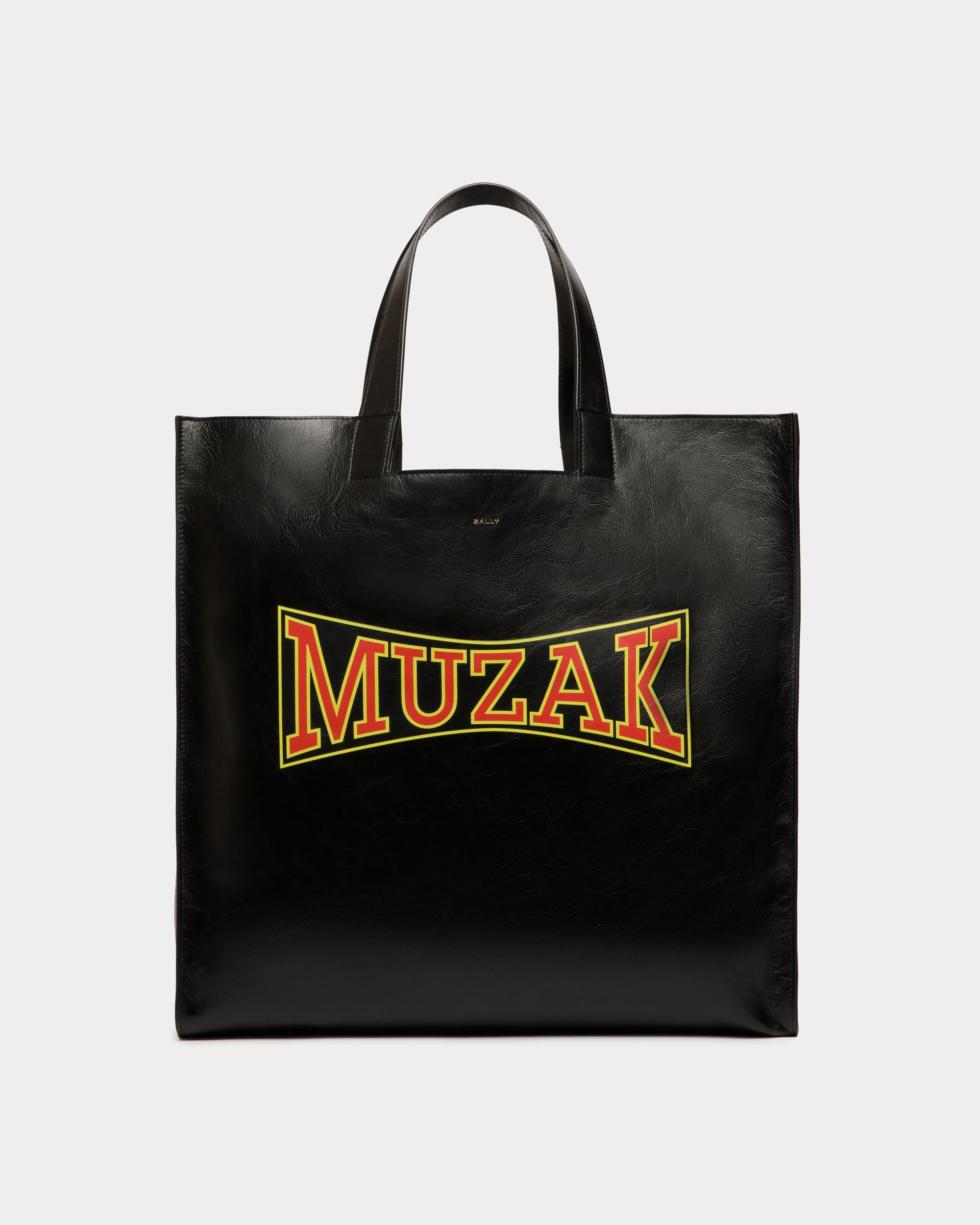 DJ Leo Mas x Bally Tote in Black Leather with a Muzak Print - Men's - Bally - 01