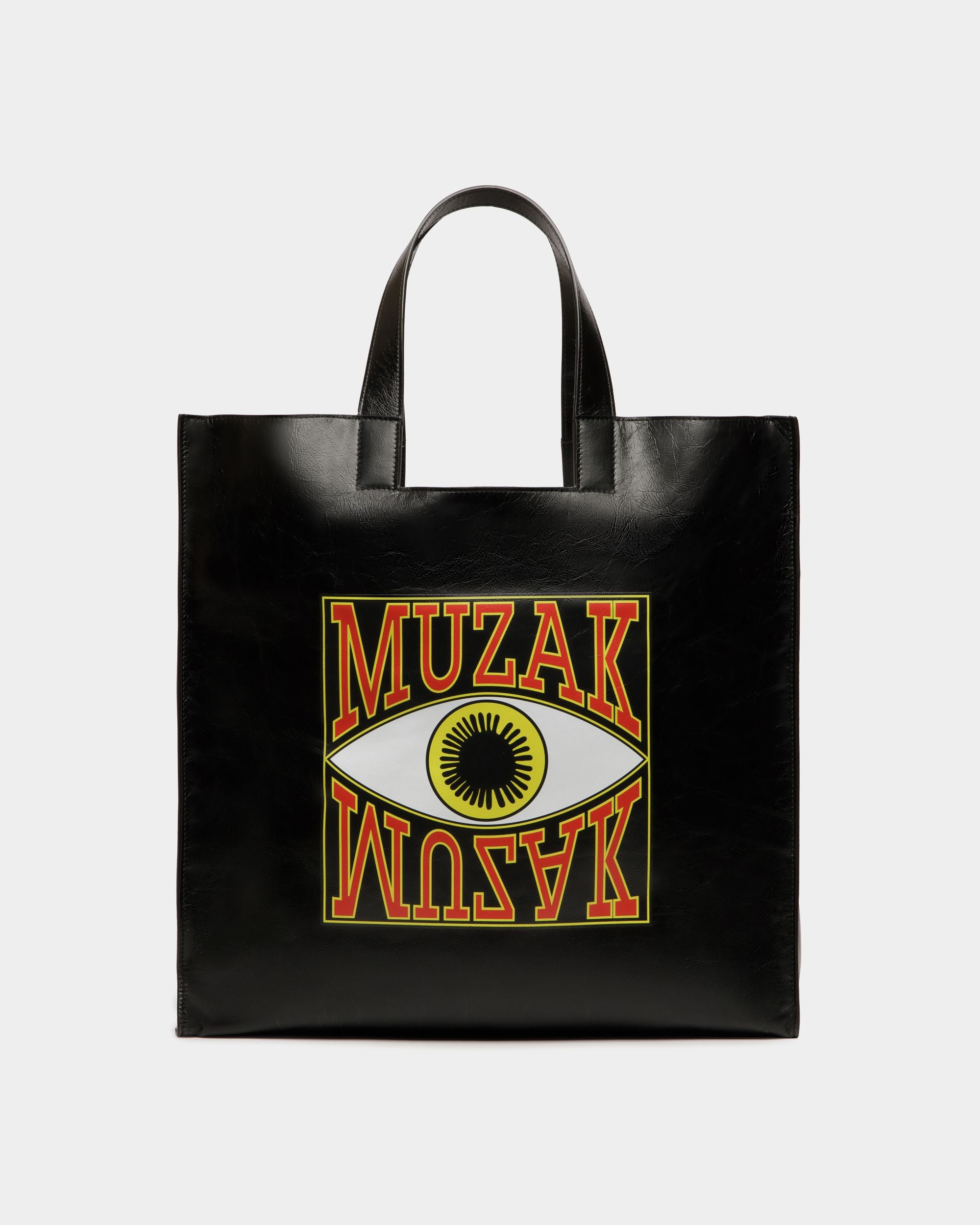 DJ Leo Mas x Bally Tote in Black Leather with a Muzak Print - Men's - Bally - 03
