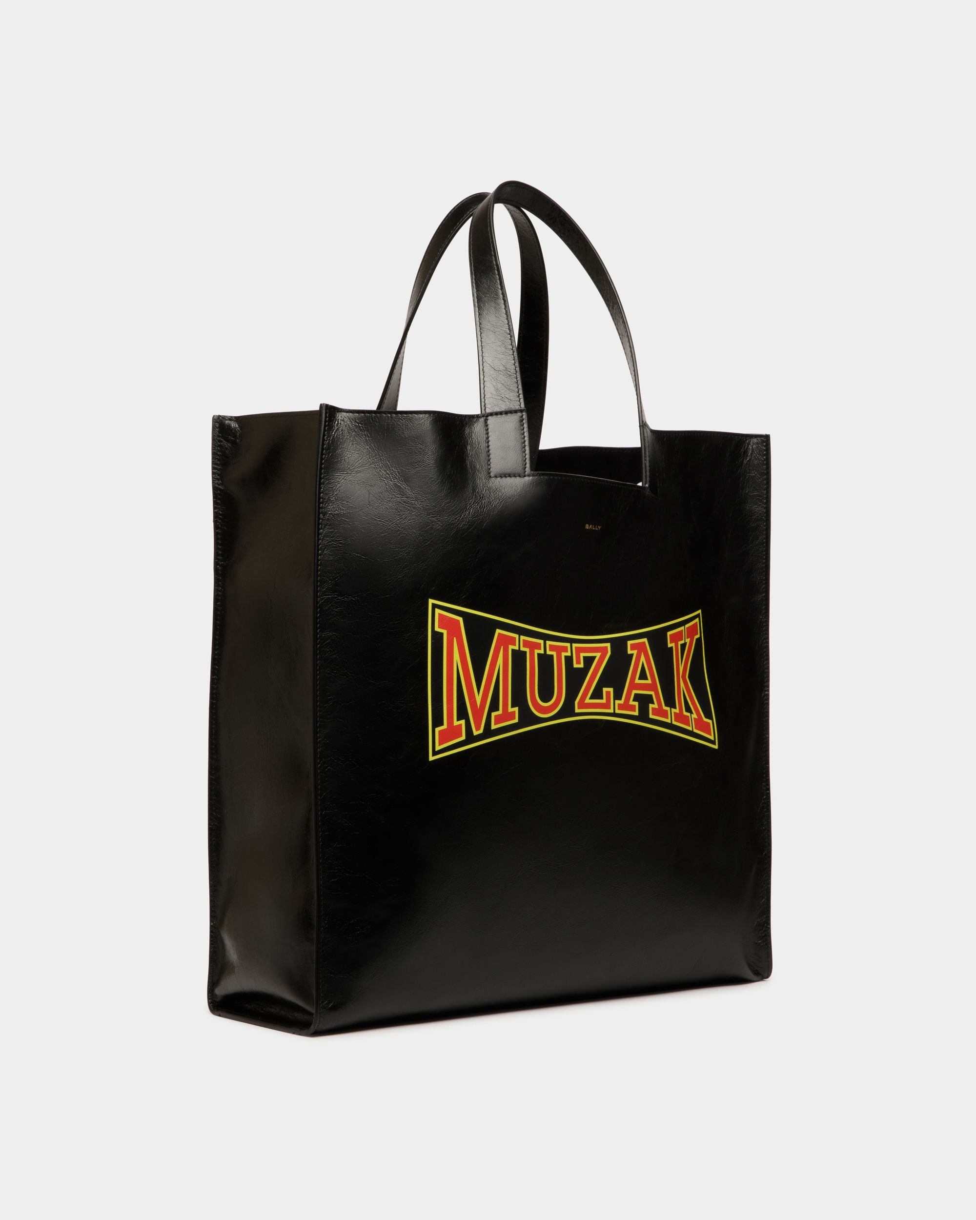 DJ Leo Mas x Bally Tote in Black Leather with a Muzak Print - Men's - Bally - 04