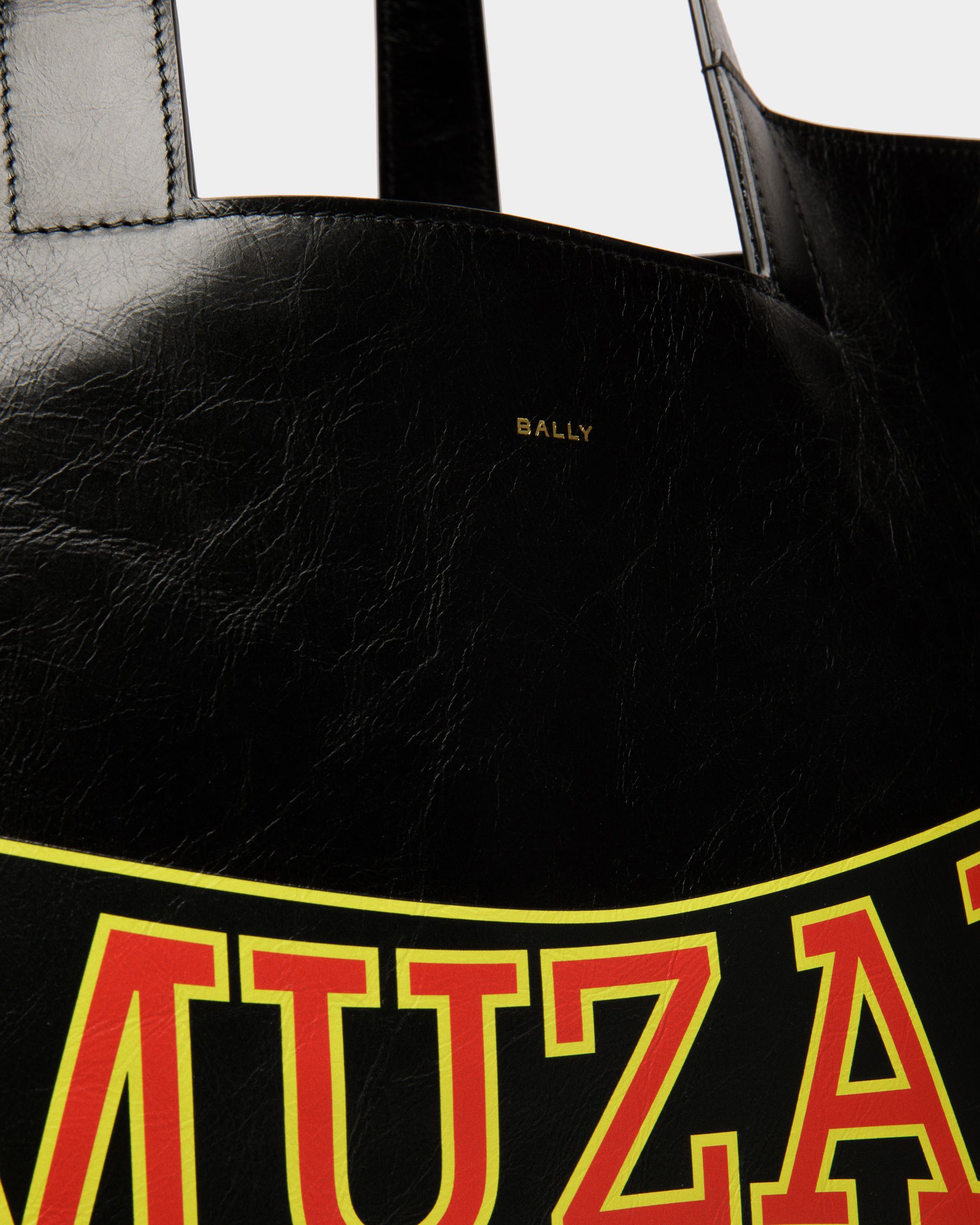 DJ Leo Mas x Bally Tote in Black Leather with a Muzak Print - Men's - Bally - 06
