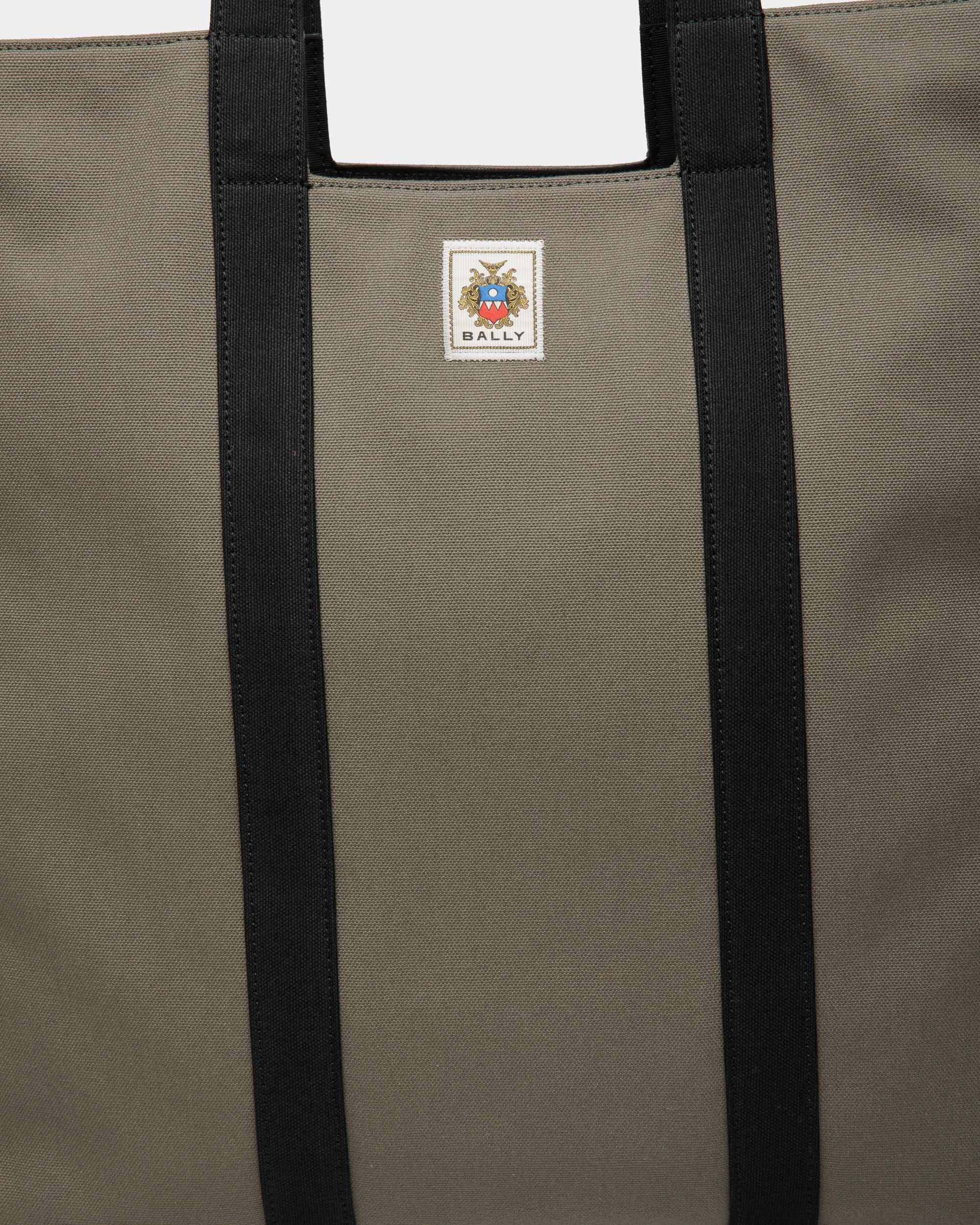Easy Bally Tote In Military Green Cotton Canvas - Men's - Bally - 05