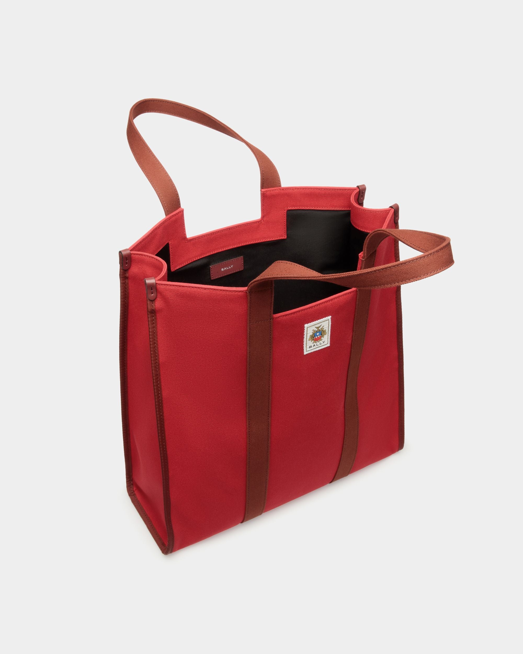 Easy Bally Tote In Candy Red Cotton Canvas - Men's - Bally - 04