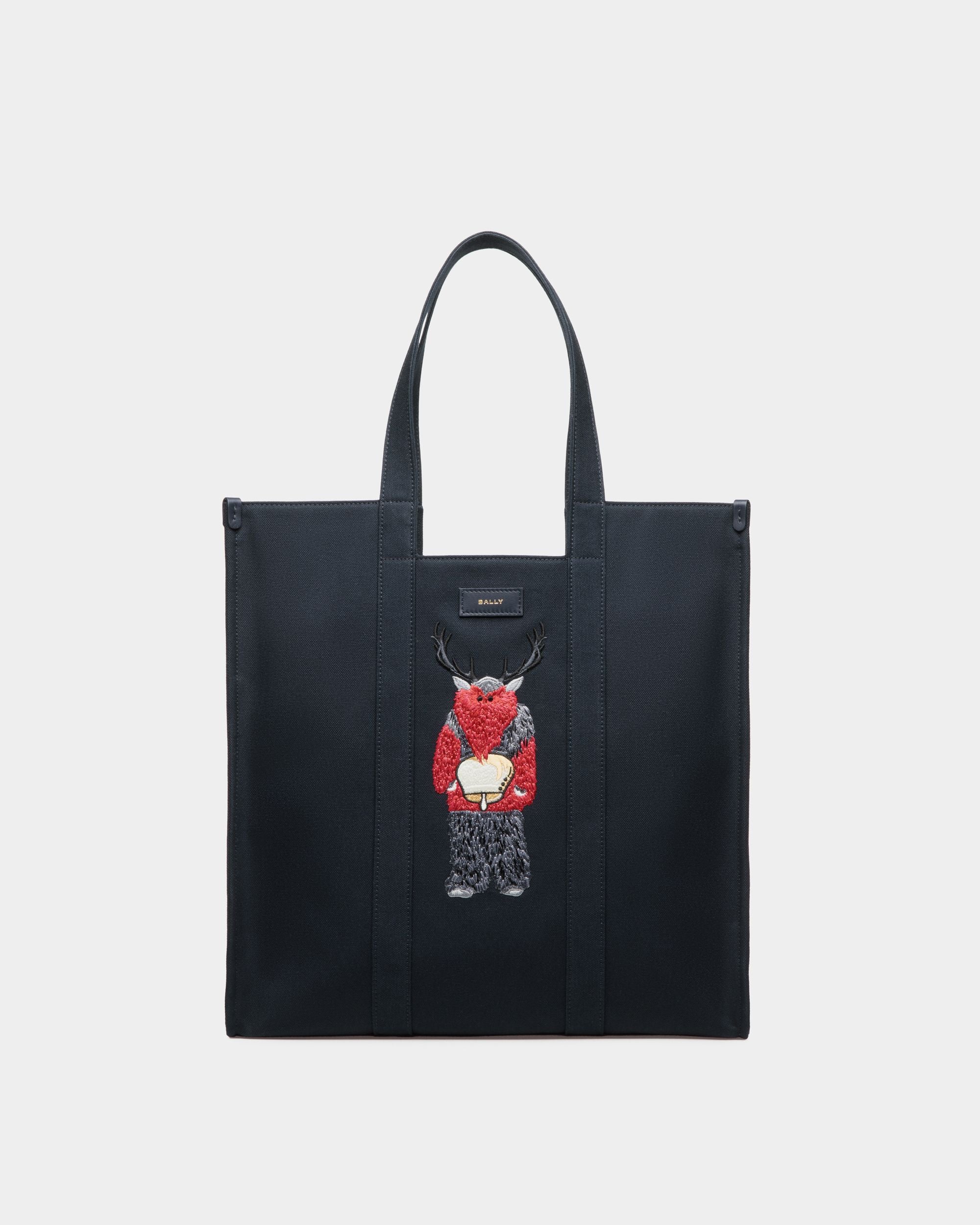 Easy Bally Tote In Navy Blue Cotton Canvas - Men's - Bally - 01