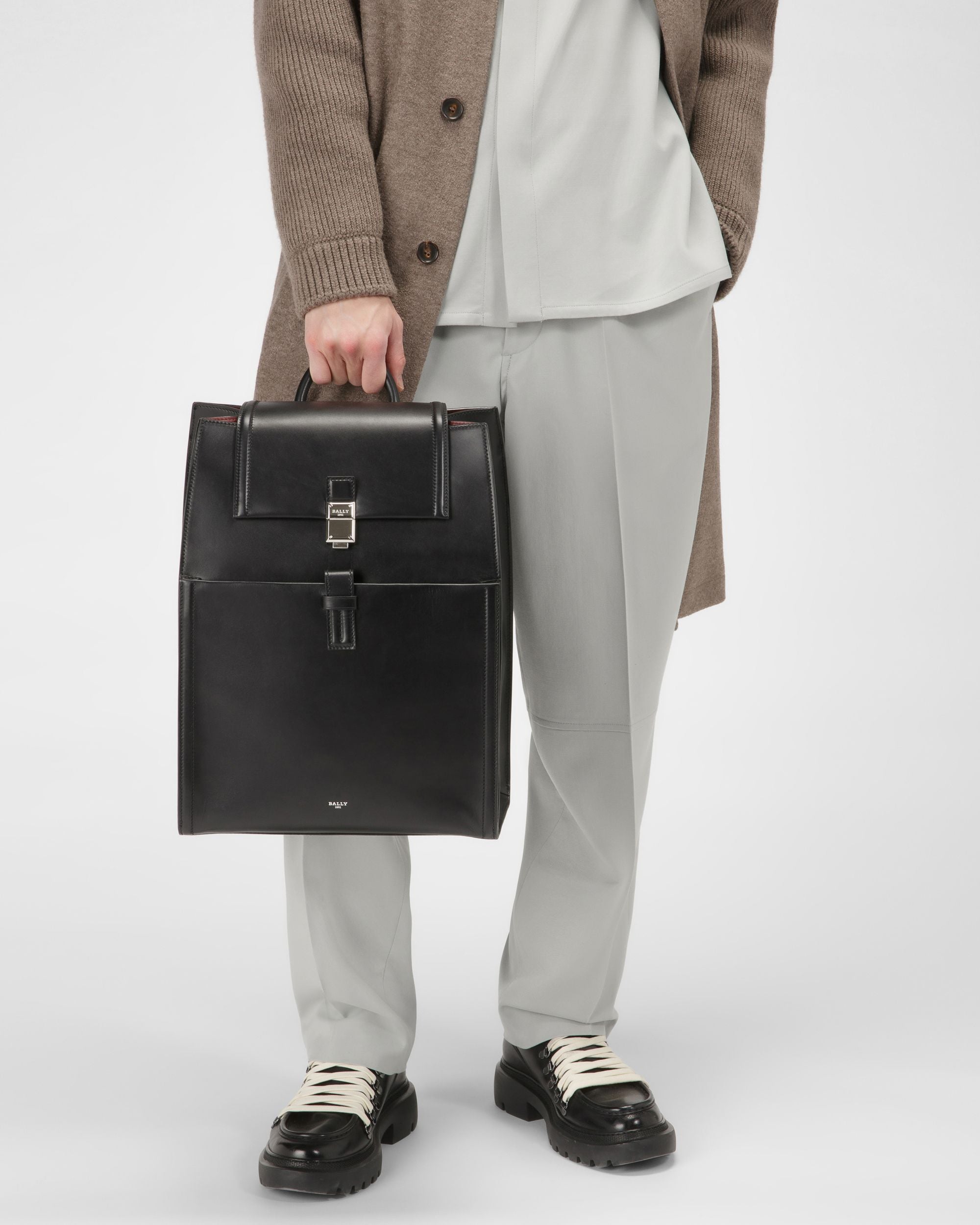 Shonny Leather Backpack In Black - Men's - Bally - 05