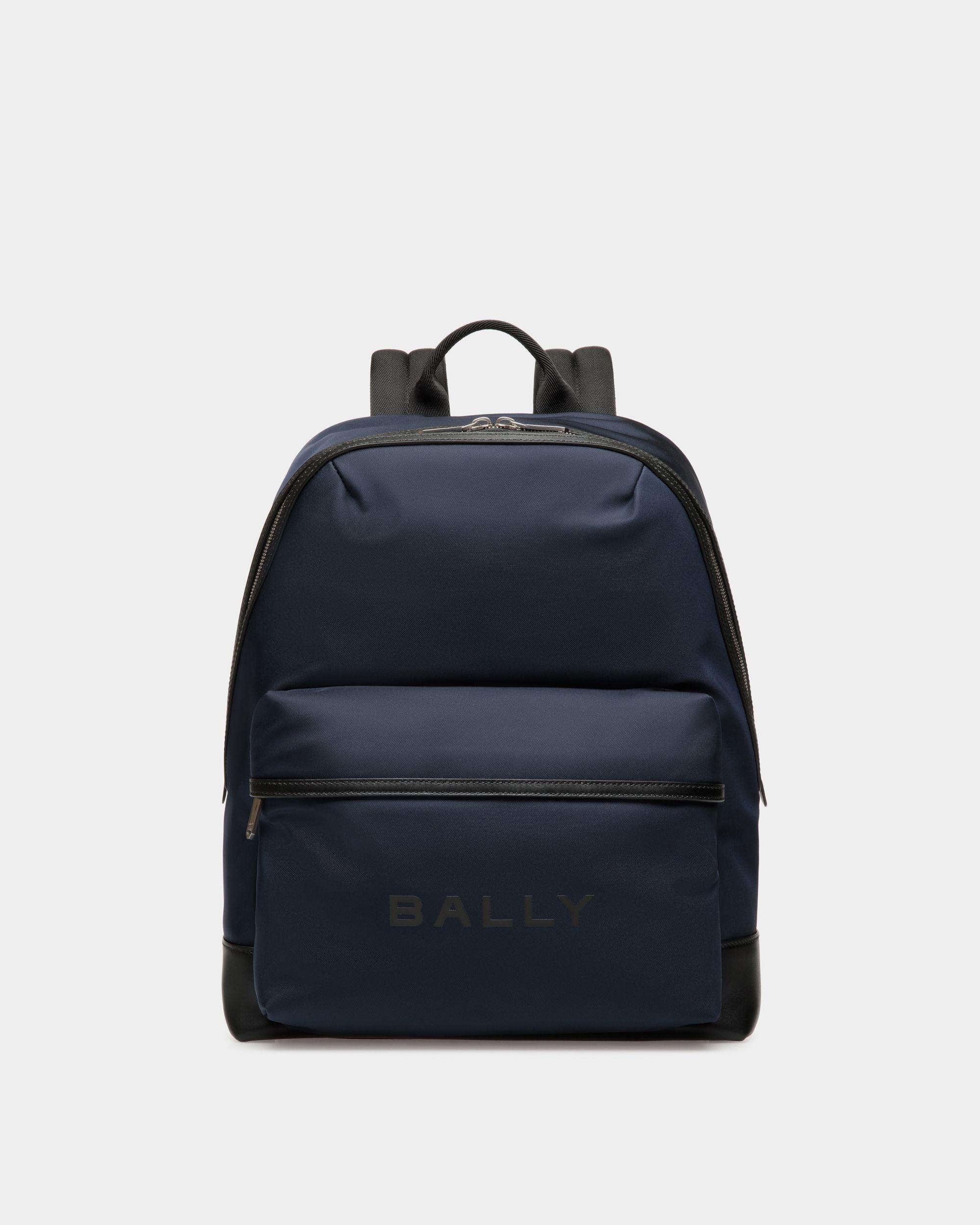 Bar Backpack in Navy Blue Nylon And Leather - Men's - Bally - 01