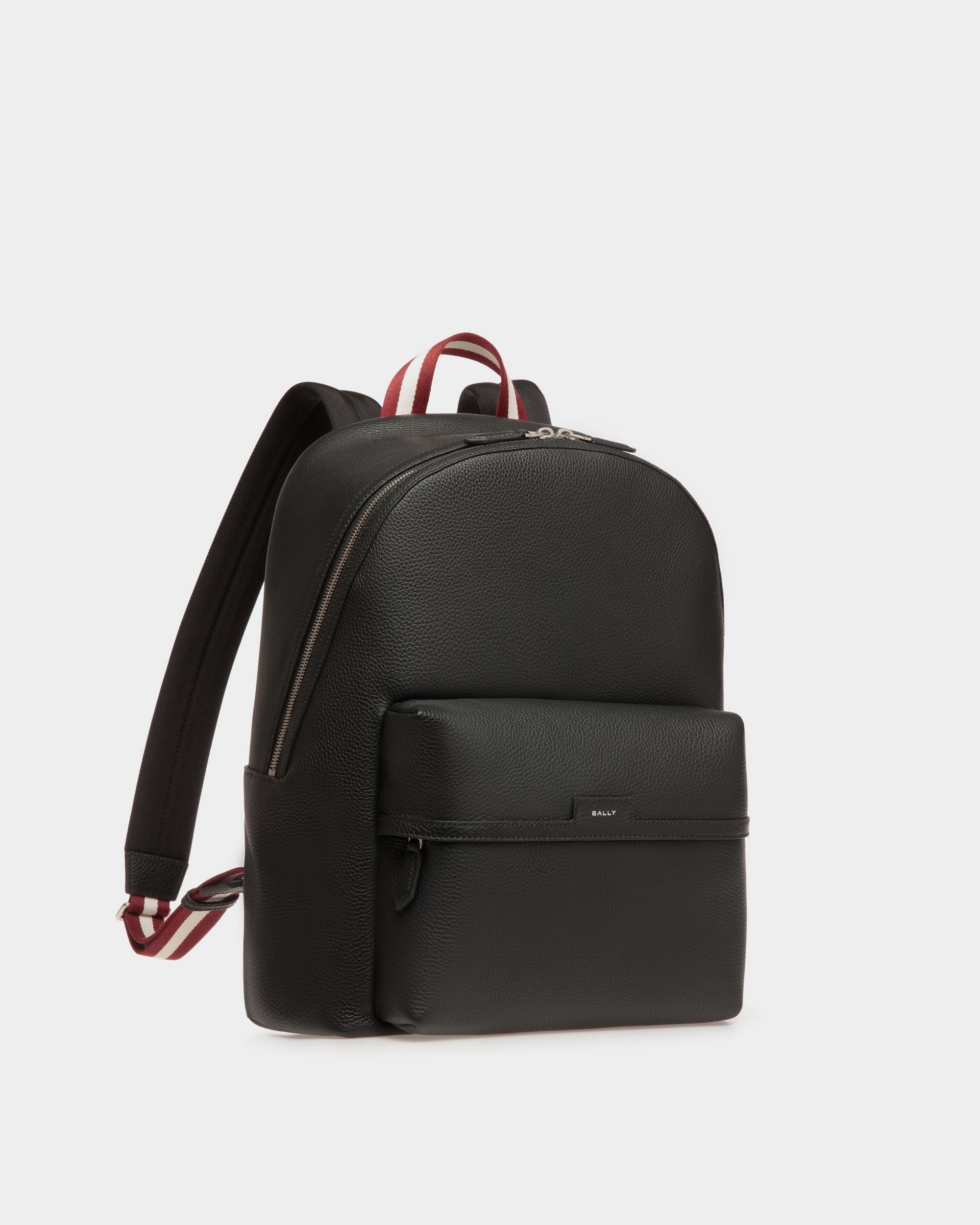 Code Backpack in Black Grained Leather - Men's - Bally - 04
