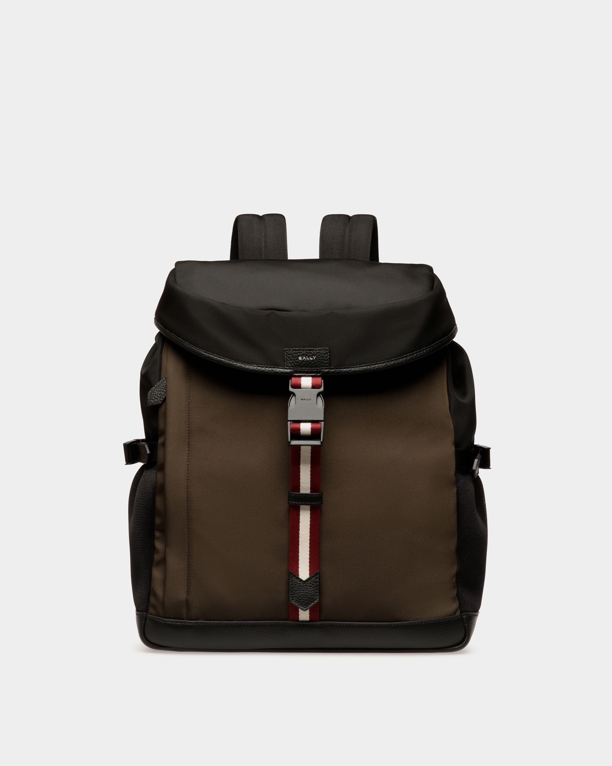Code Backpack In Military Green And Black Nylon - Men's - Bally - 01