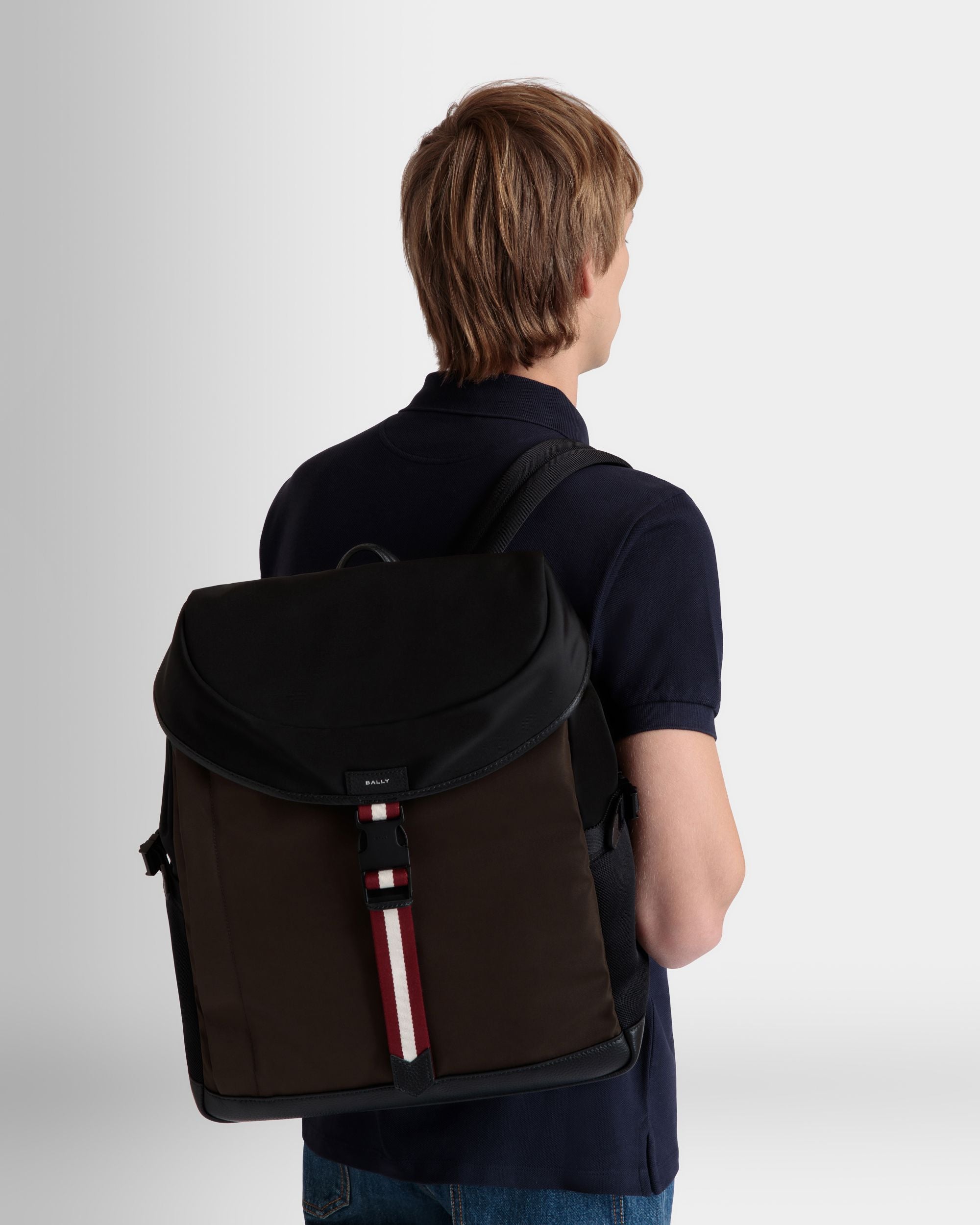 Code Backpack In Military Green And Black Nylon - Men's - Bally - 02