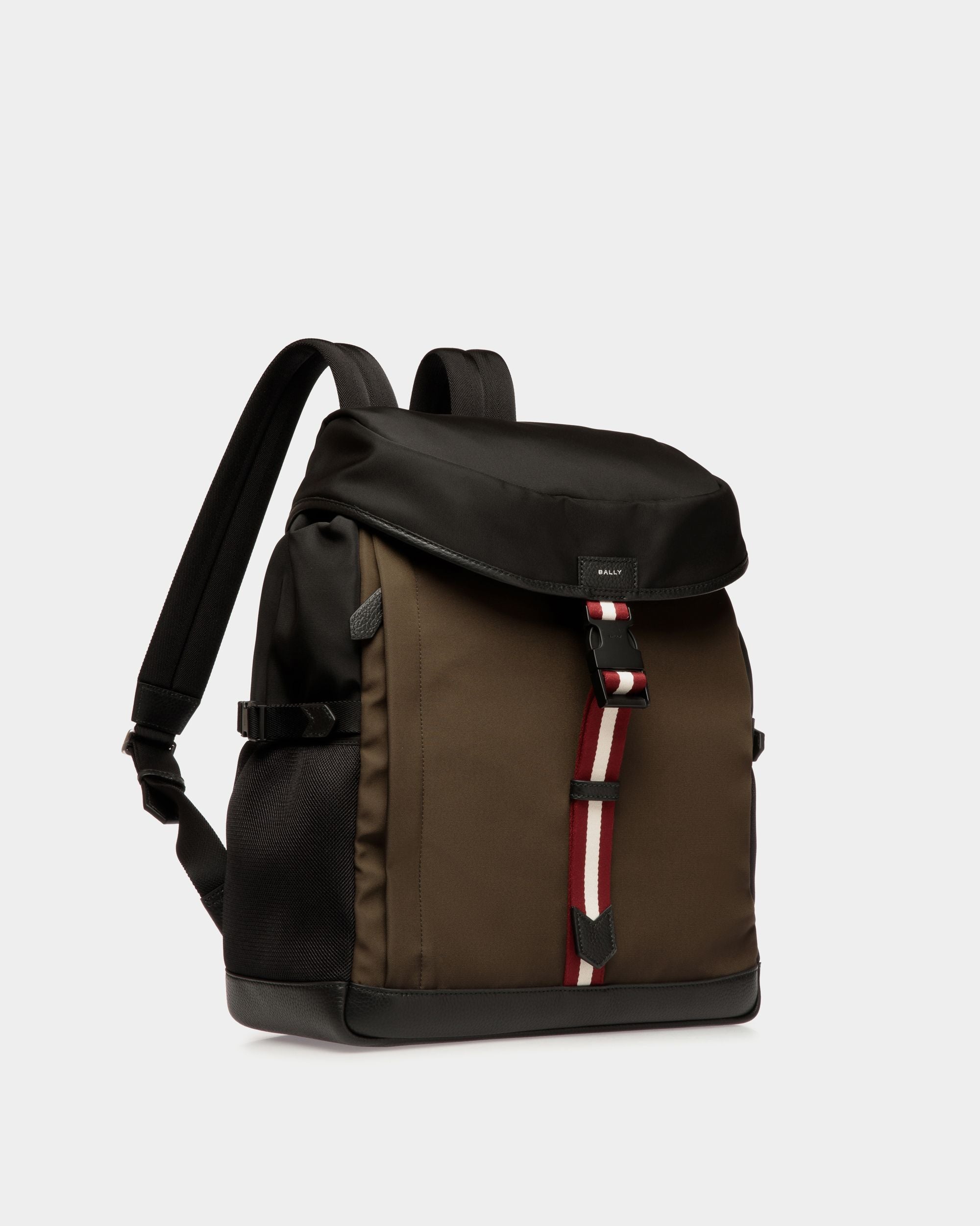Code Backpack In Military Green And Black Nylon - Men's - Bally - 04