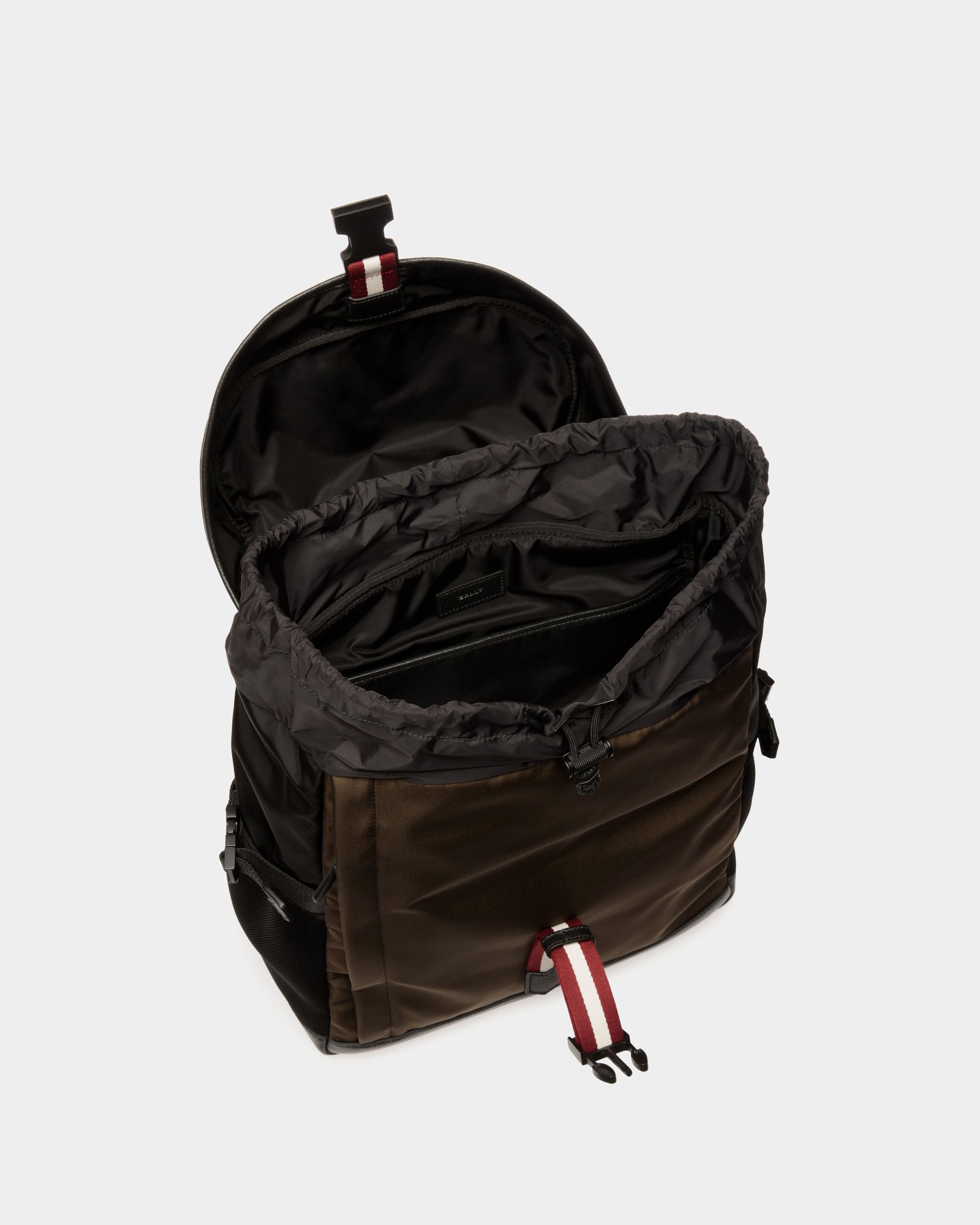 Code Backpack In Military Green And Black Nylon - Men's - Bally - 05