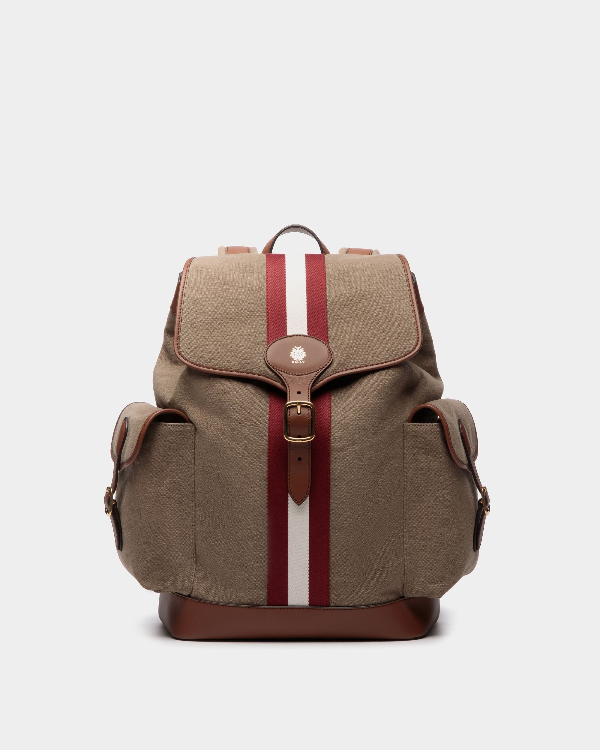 Beckett Backpack In Khaki Cotton Canvas - Men's - Bally - 01