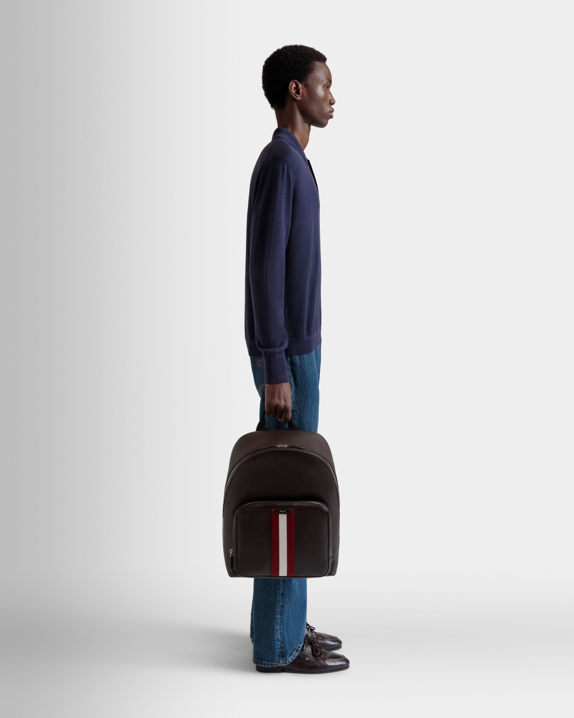 Code Backpack in Ebano Leather - Men's - Bally - 02