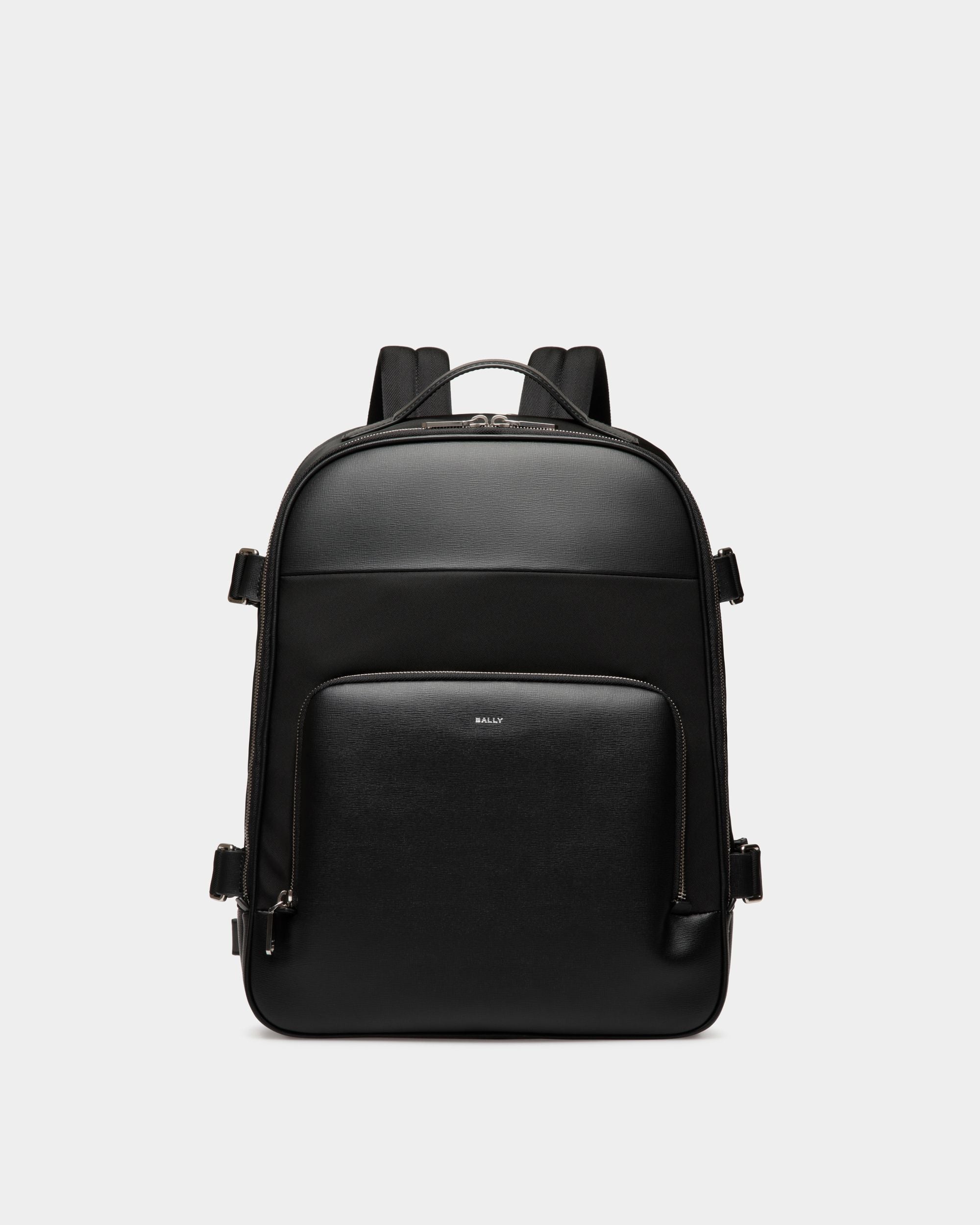 Vogel Backpack In Black Nylon And Recycled Leather - Men's - Bally - 01