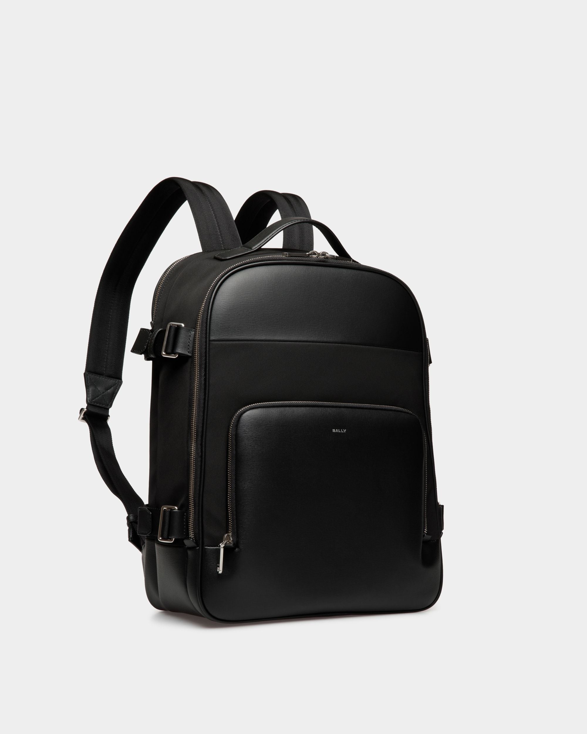 Vogel Backpack In Black Nylon And Recycled Leather - Men's - Bally - 03