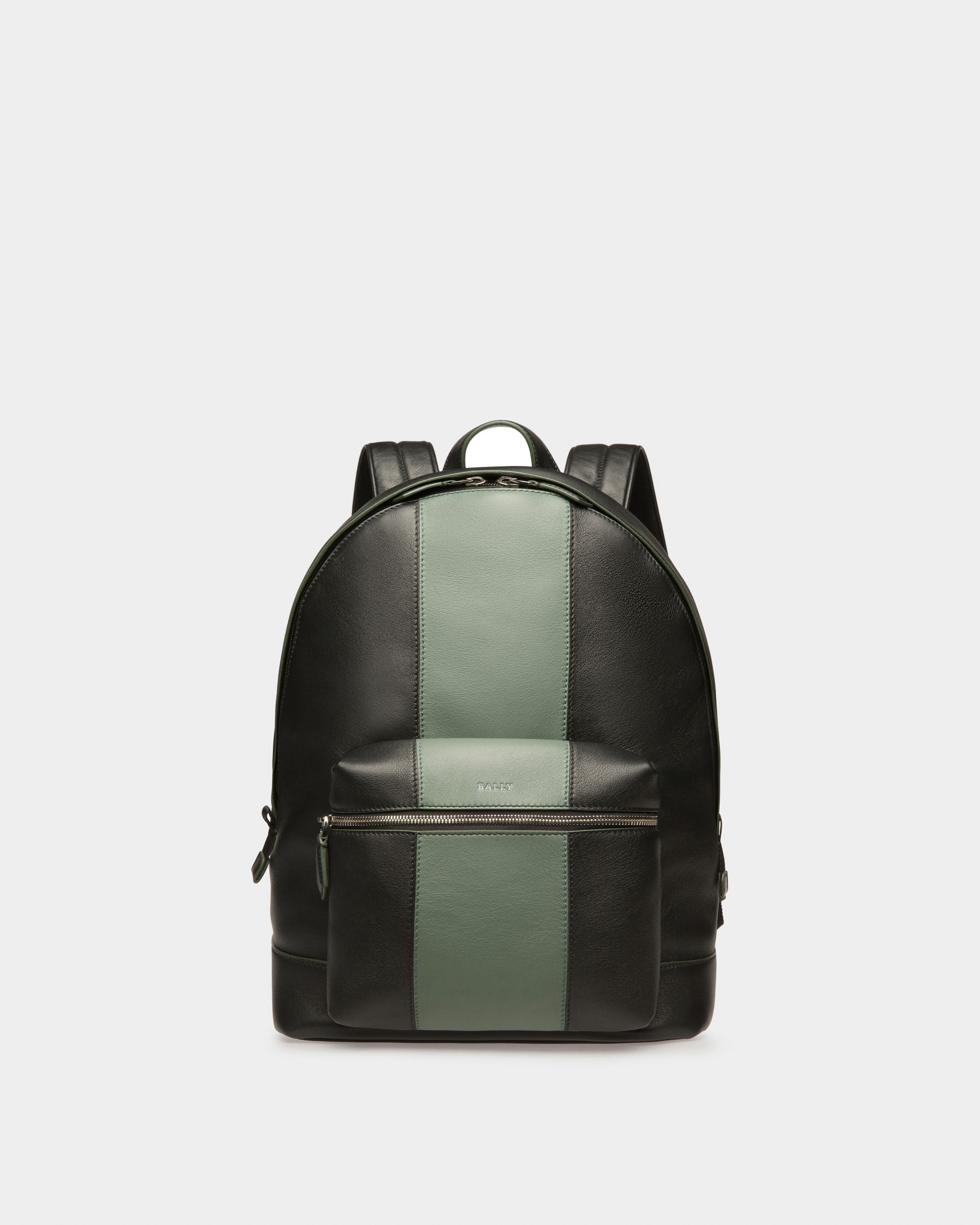 Harper Leather Backpack In Black & Green - Men's - Bally - 01