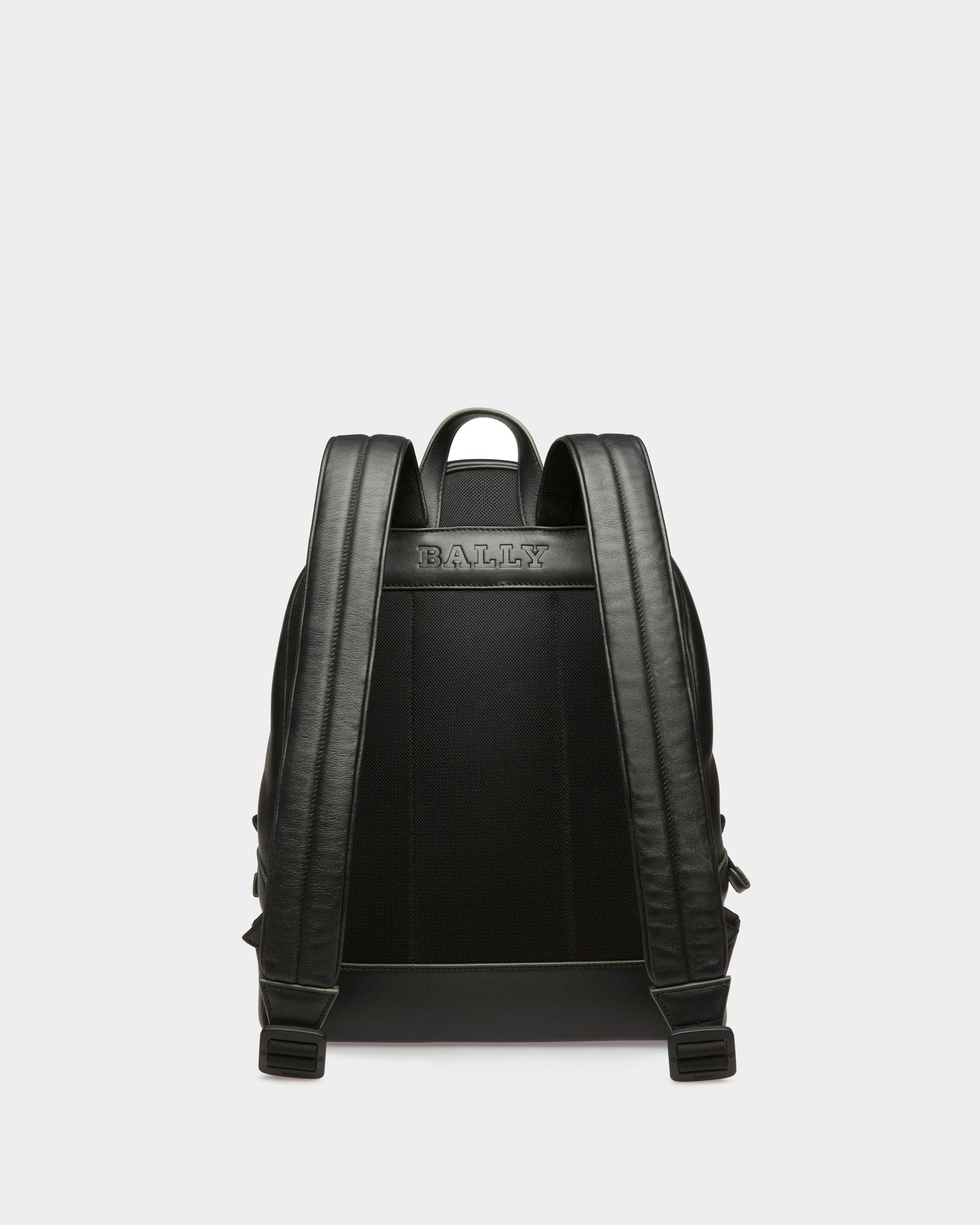 Harper Leather Backpack In Black & Green - Men's - Bally - 02