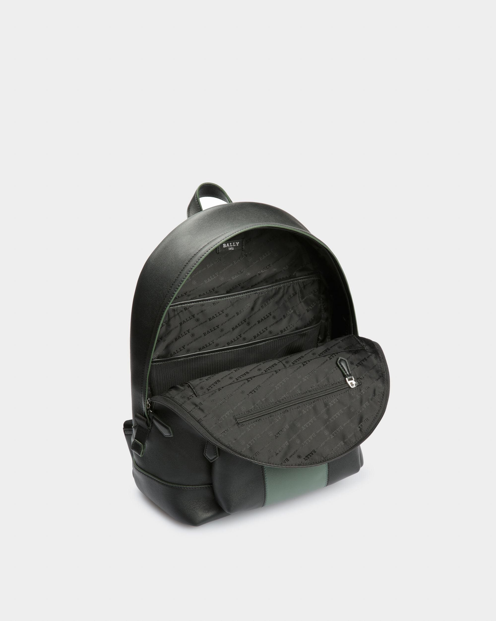 Harper Leather Backpack In Black & Green - Men's - Bally - 04