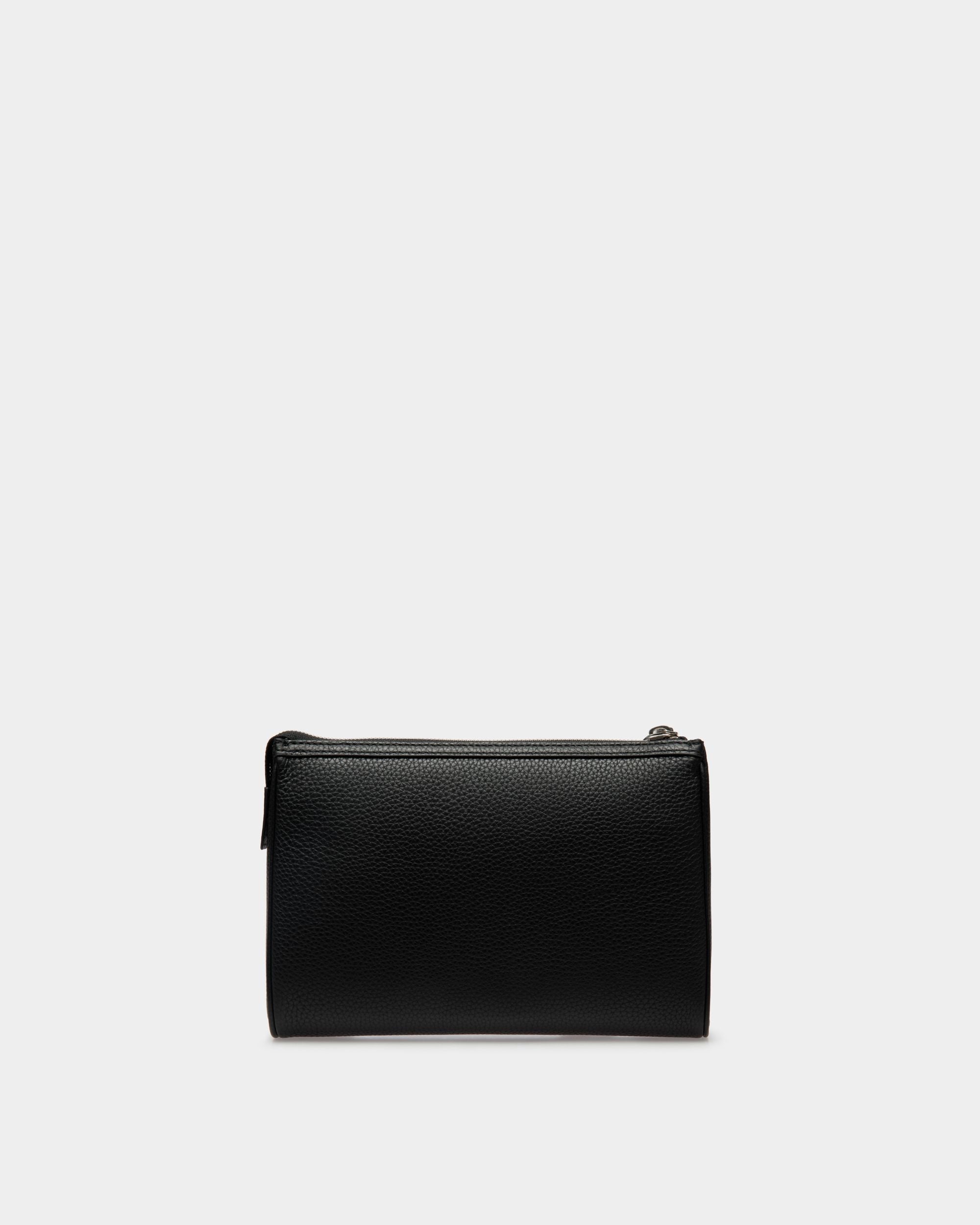 Code Pouch In Black Grained Leather - Men's - Bally - 03