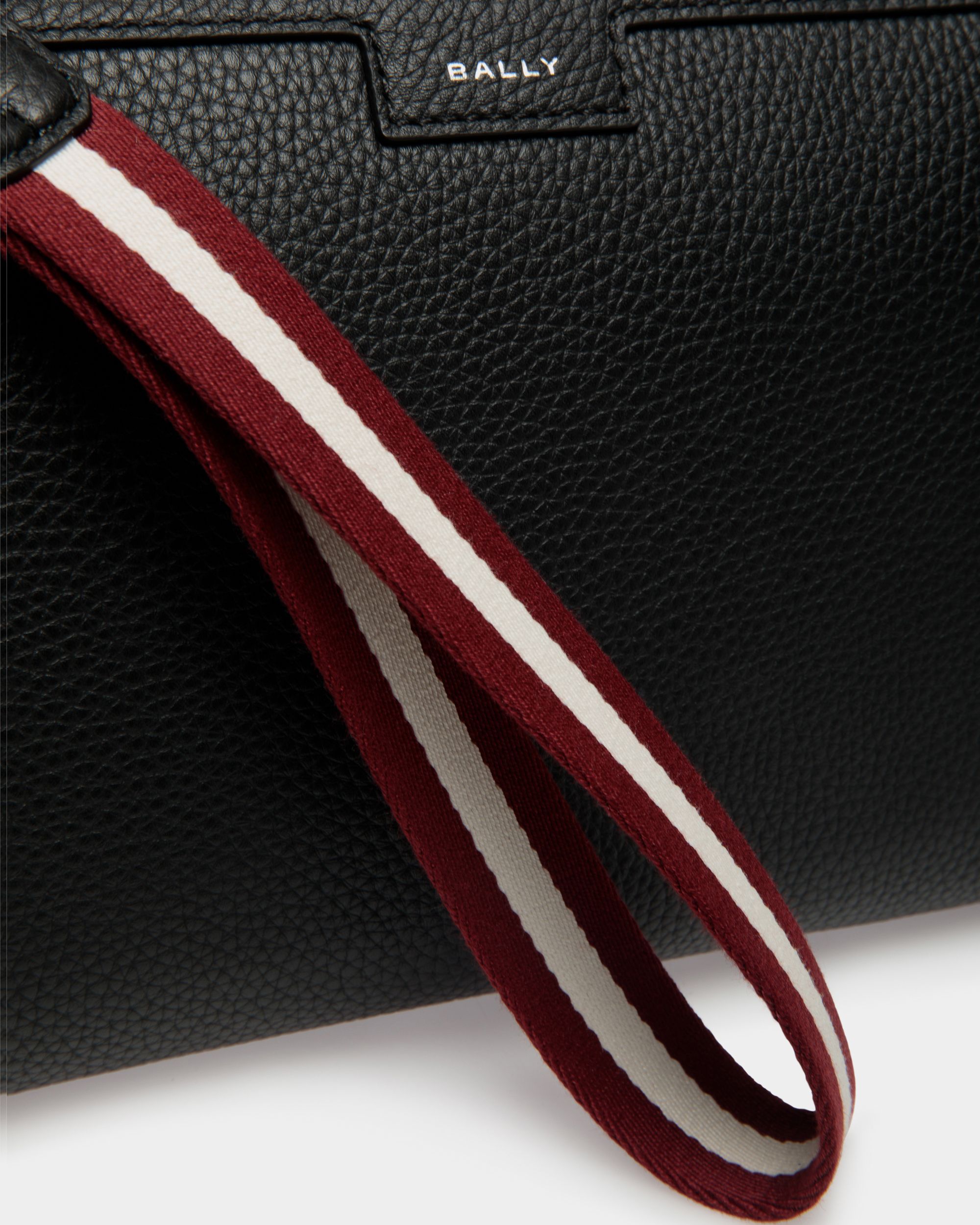 Code Pouch In Black Grained Leather - Men's - Bally - 06