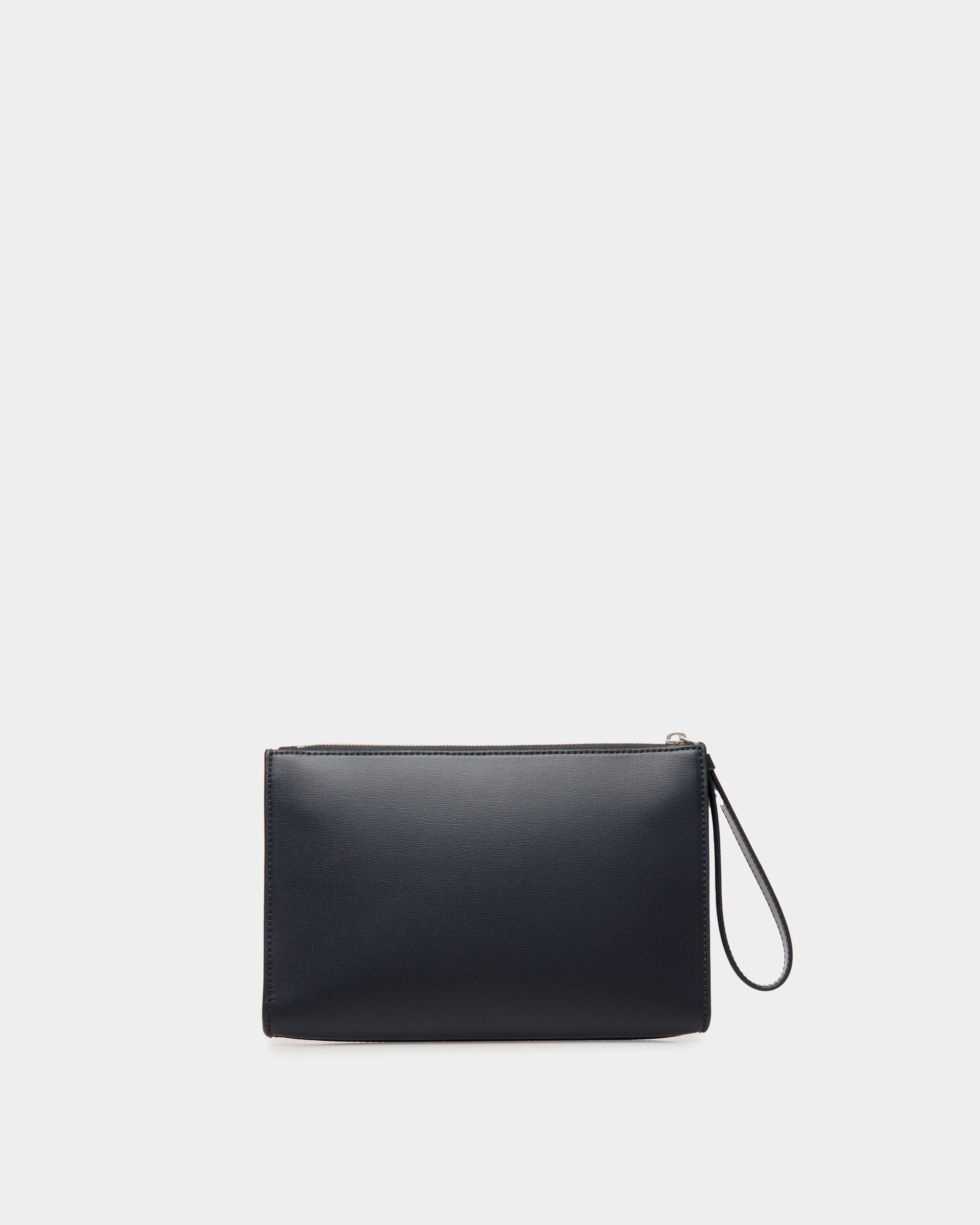 Mythos Pouch in Navy Blue Recycled Leather - Men's - Bally - 02