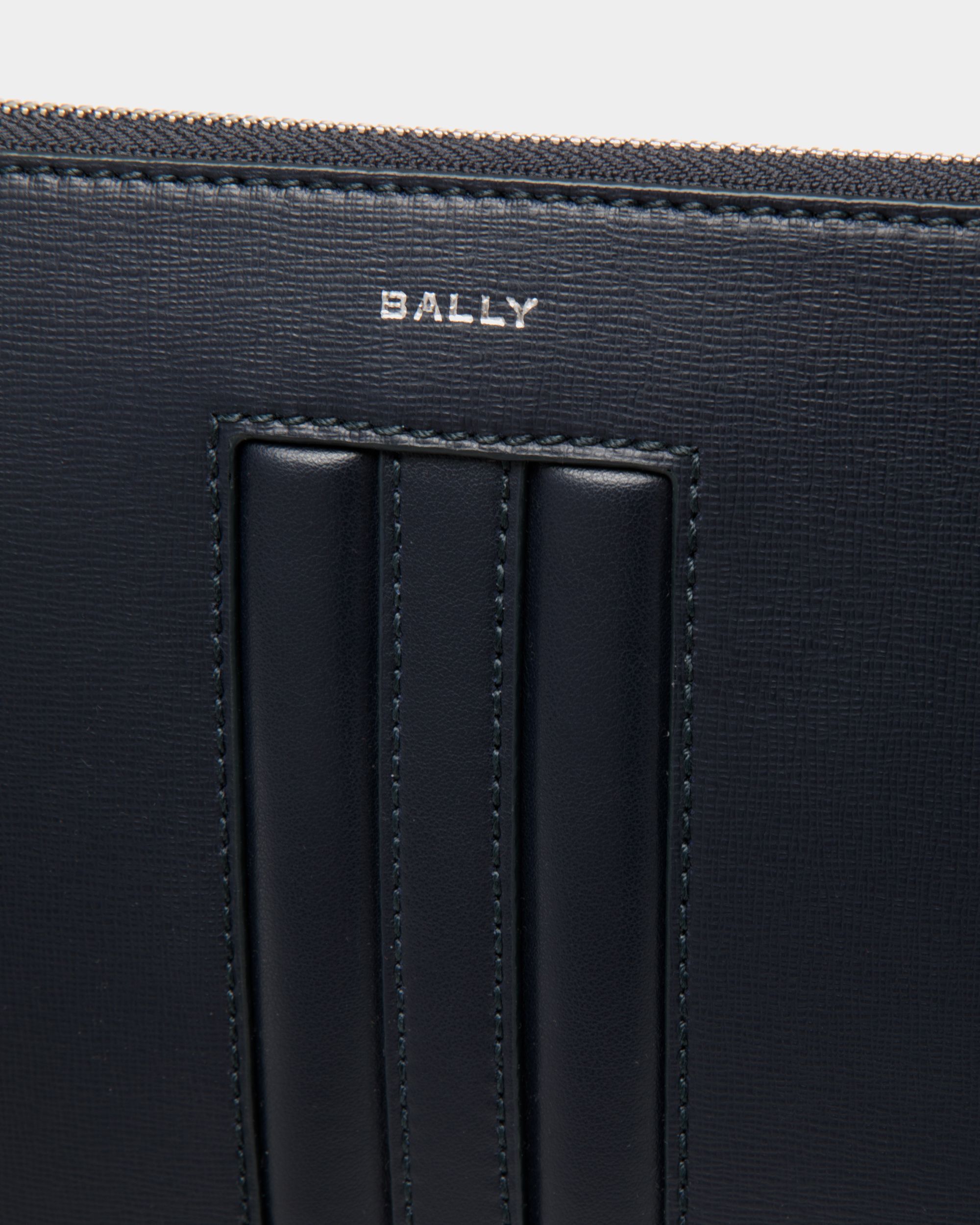 Mythos Pouch in Navy Blue Recycled Leather - Men's - Bally - 05