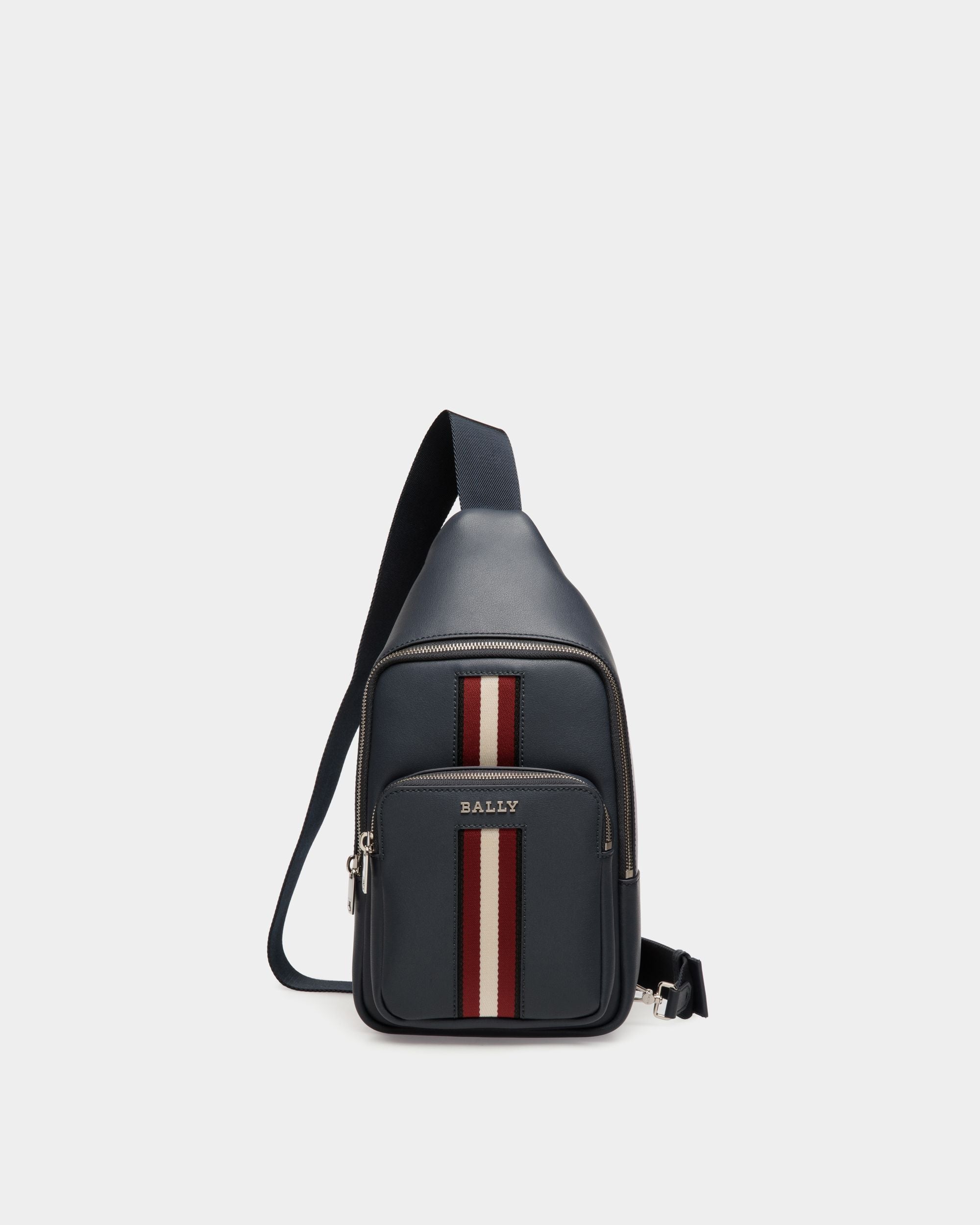 Sling Bag In Blue  Leather - Men's - Bally - 01