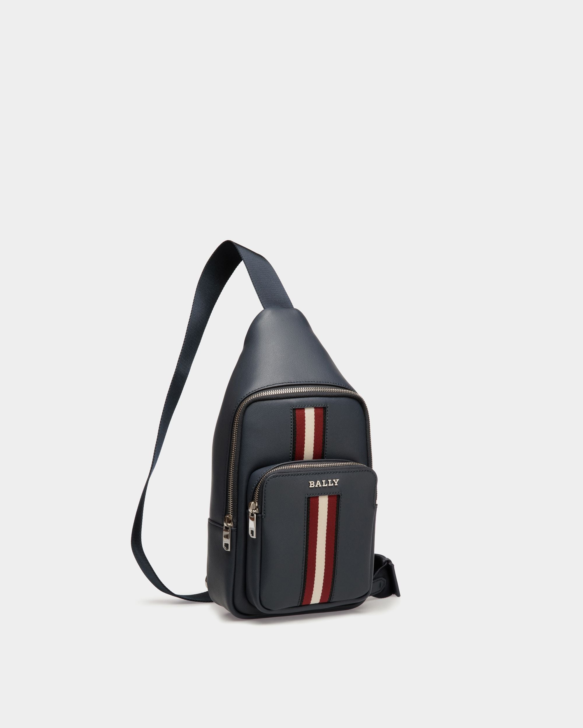 Sling Bag In Blue  Leather - Men's - Bally - 03