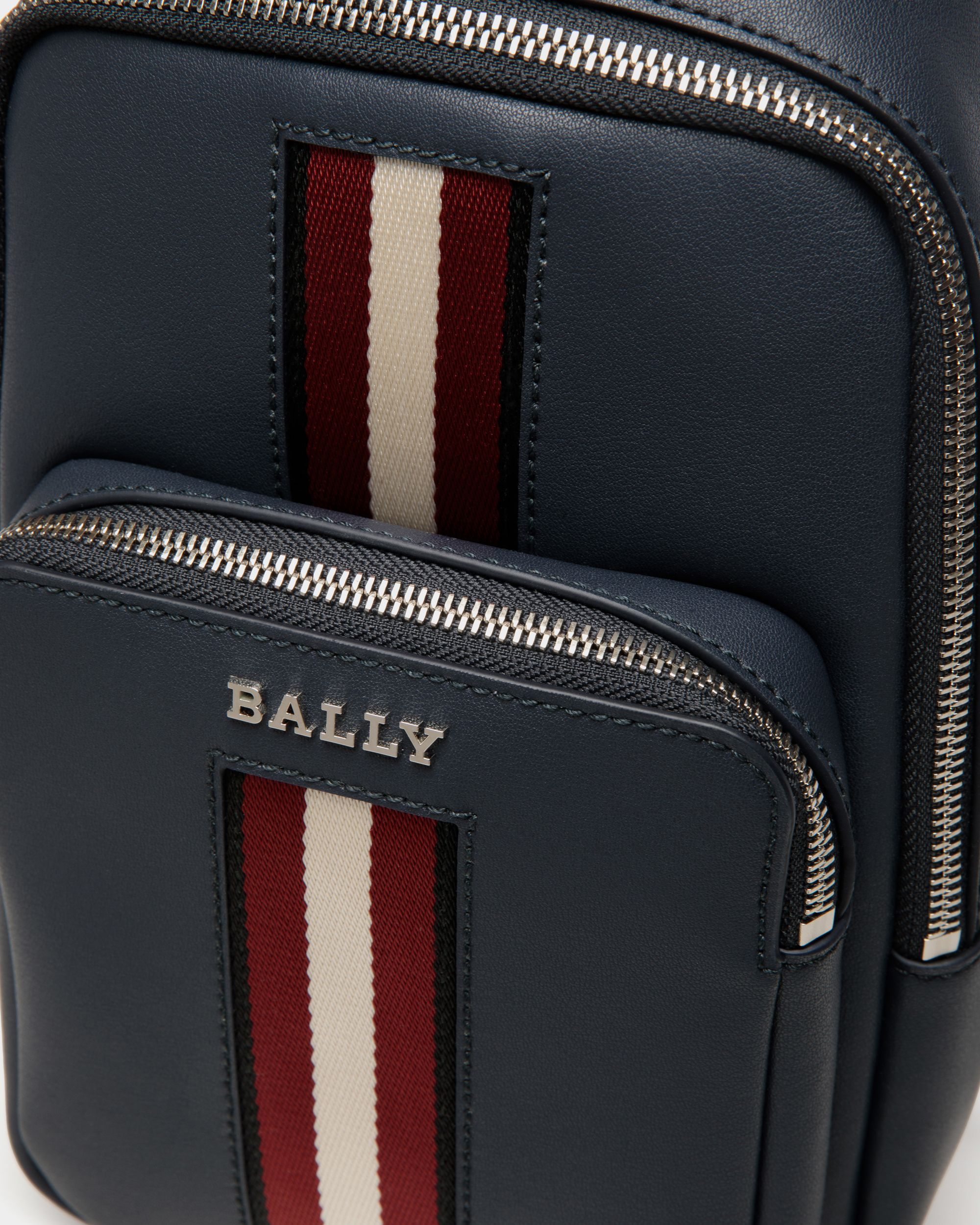Sling Bag In Blue  Leather - Men's - Bally - 05