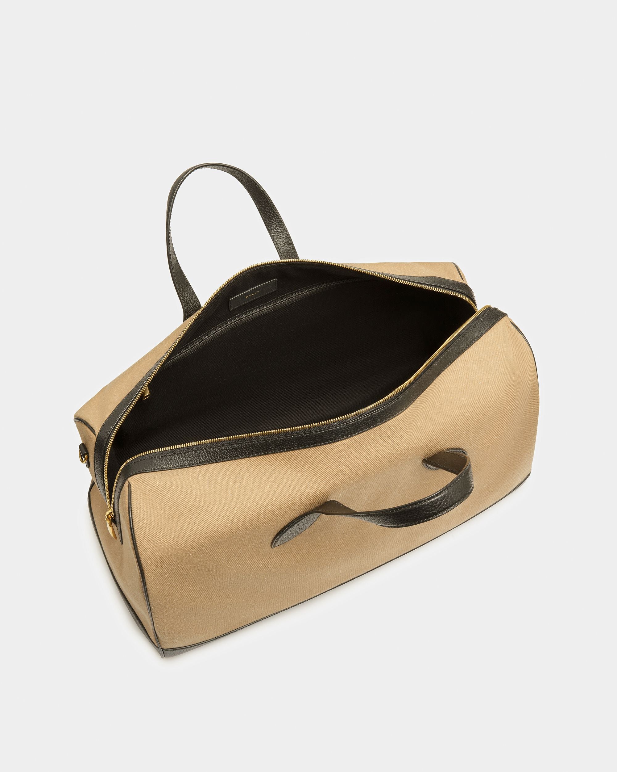 Bar Weekender In Sand And Black Fabric And Leather - Men's - Bally - 05