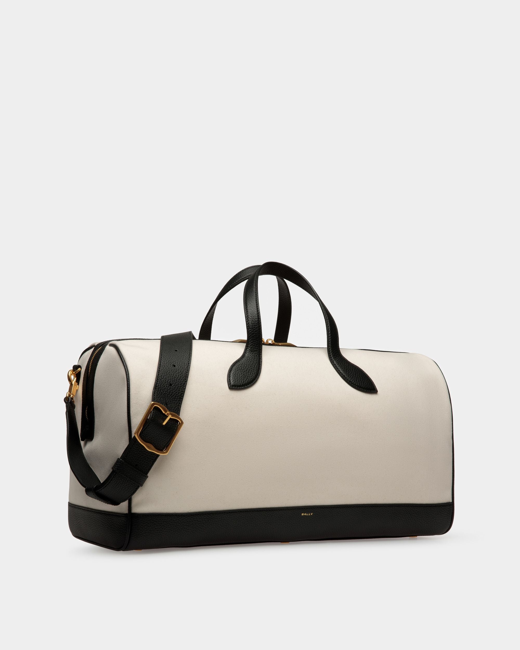 Bar Weekender In Natural And Black Fabric And Leather - Men's - Bally - 03