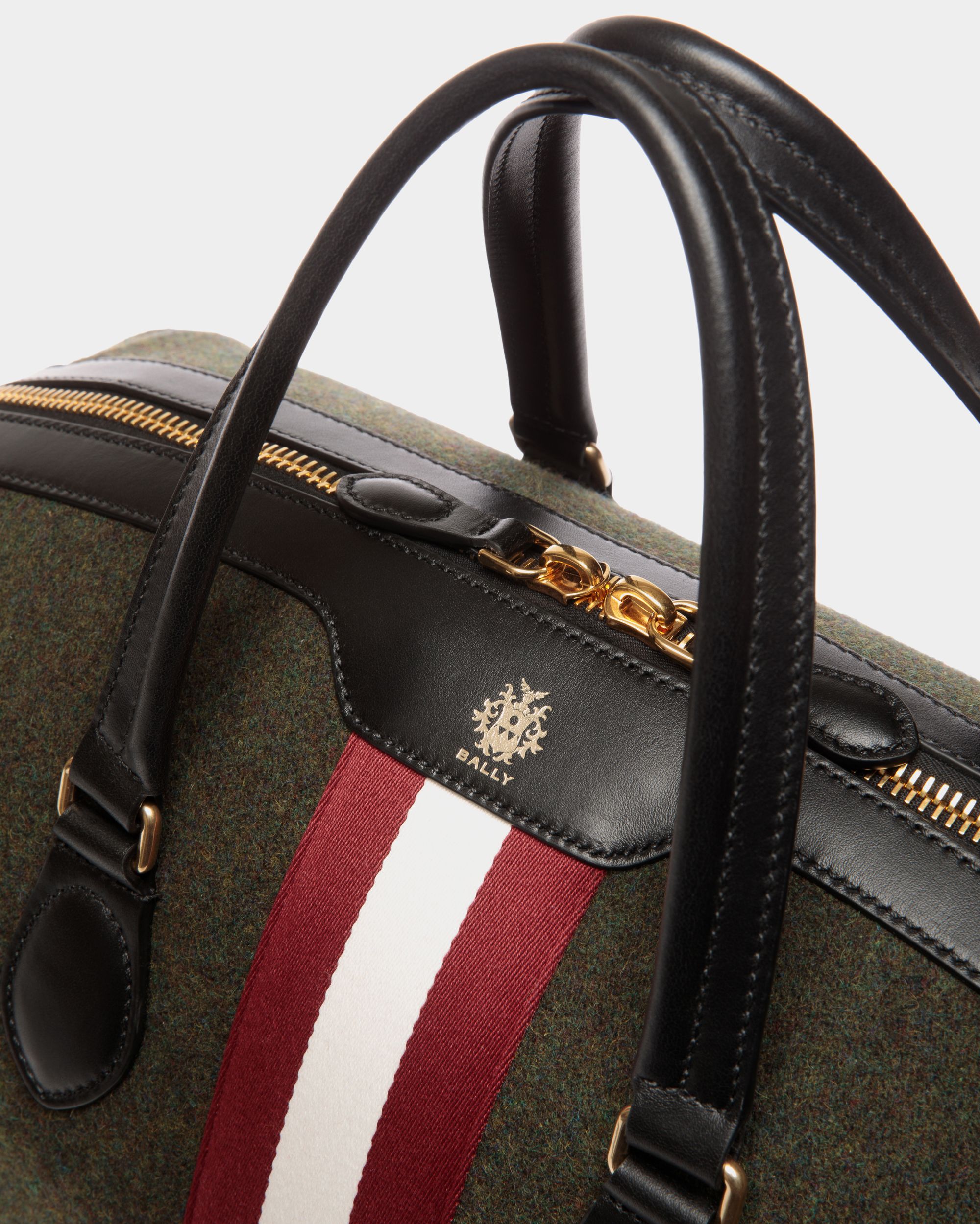 Beckett Weekender In Dark Green Wool And Leather - Men's - Bally - 06