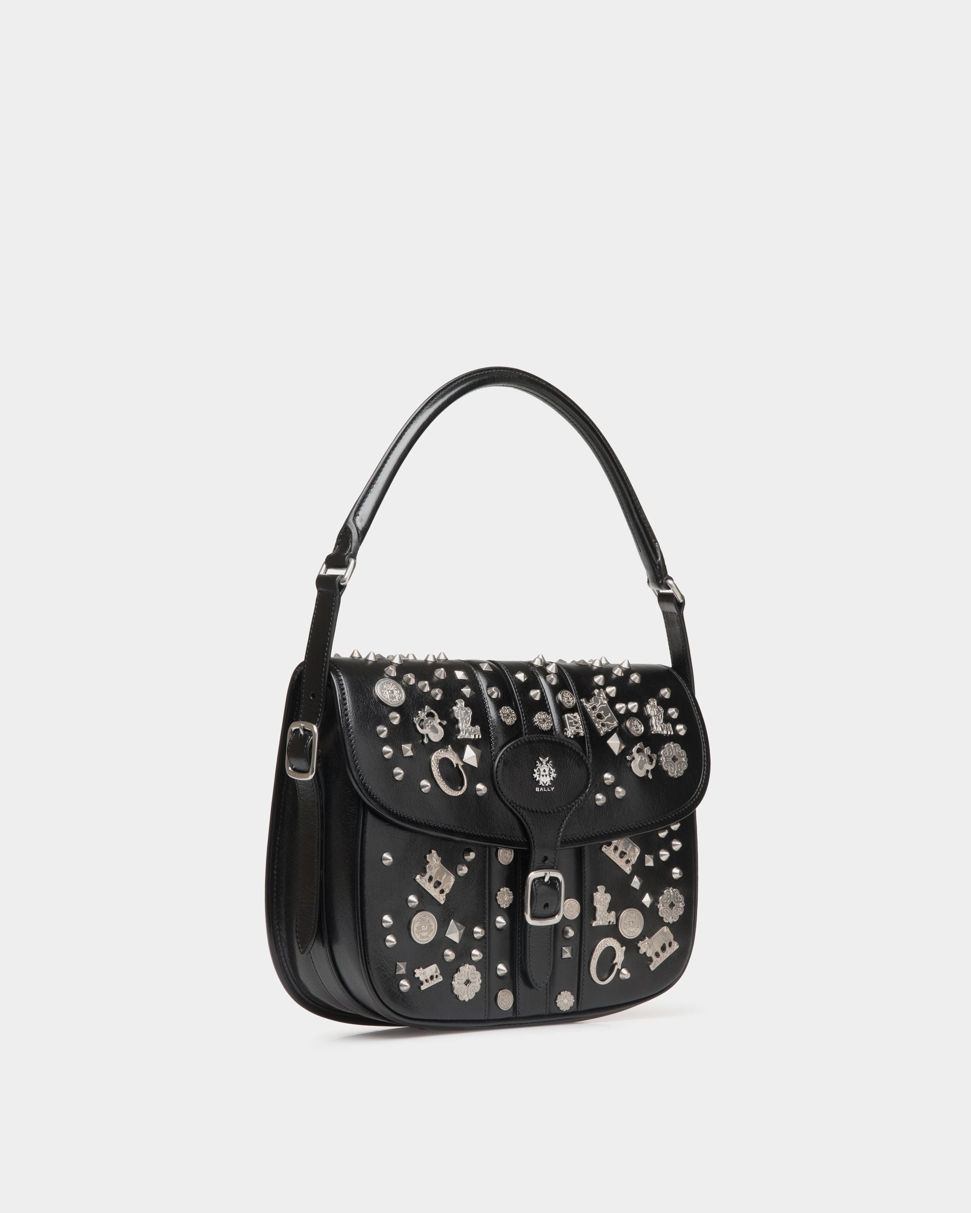 Beckett Crossbody Bag In Black Leather with Studs - Men's - Bally - 04