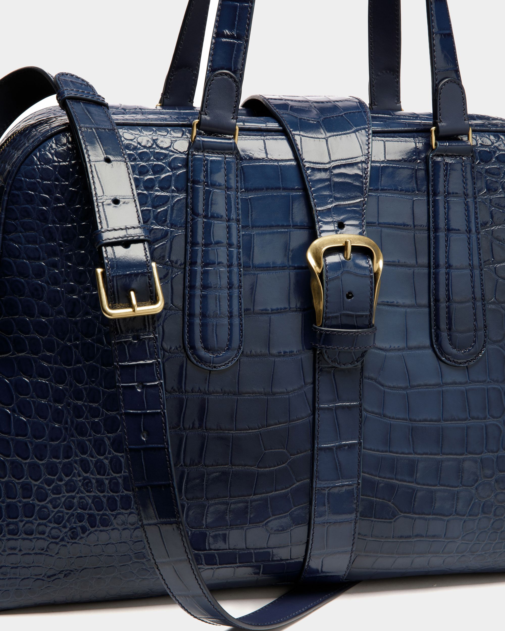 Bowling Weekender Bag In Marine Leather - Men's - Bally - 06