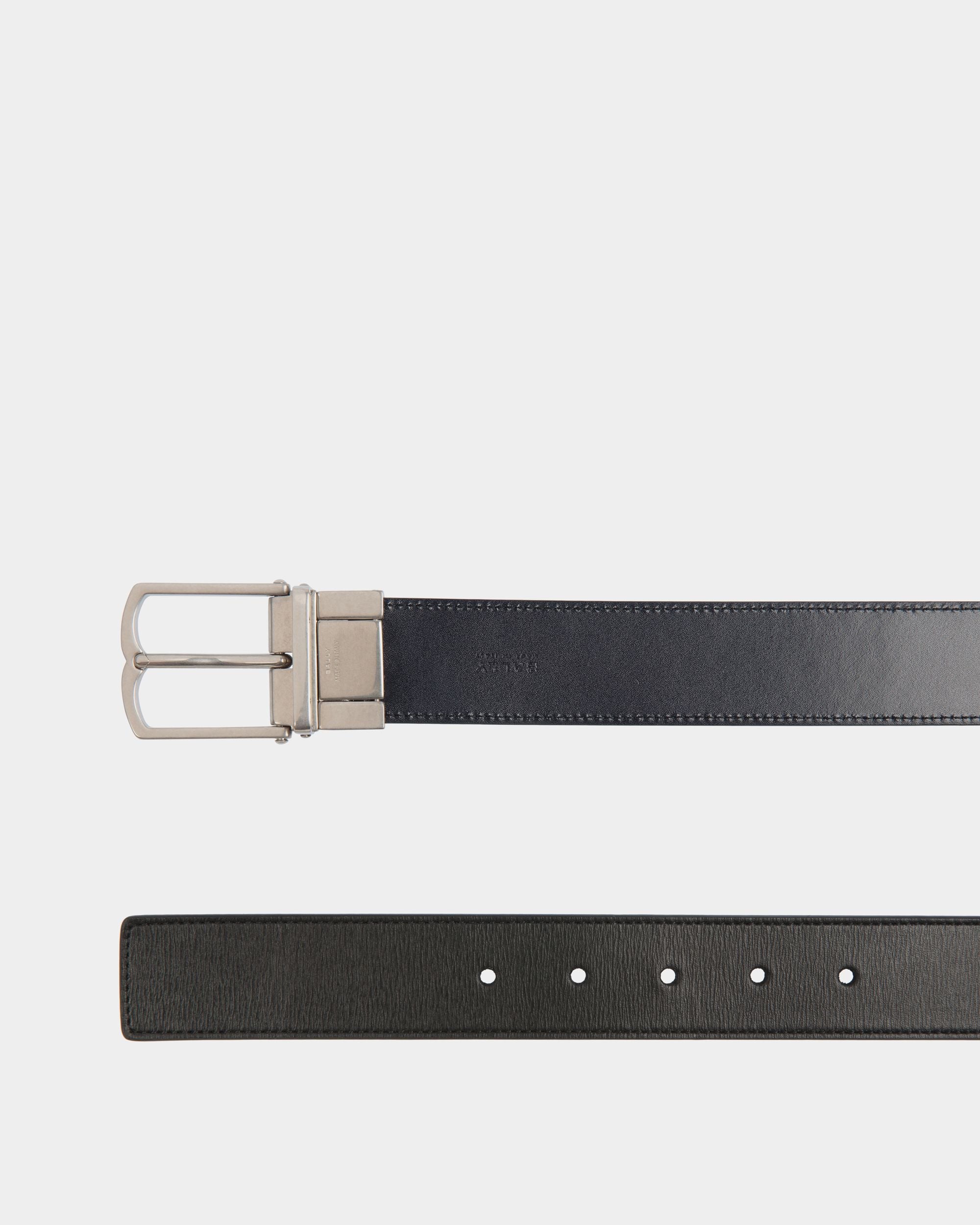 Country 35mm Reversible And Adjustable Belt In Black And Navy Blue Leather - Men's - Bally - 02