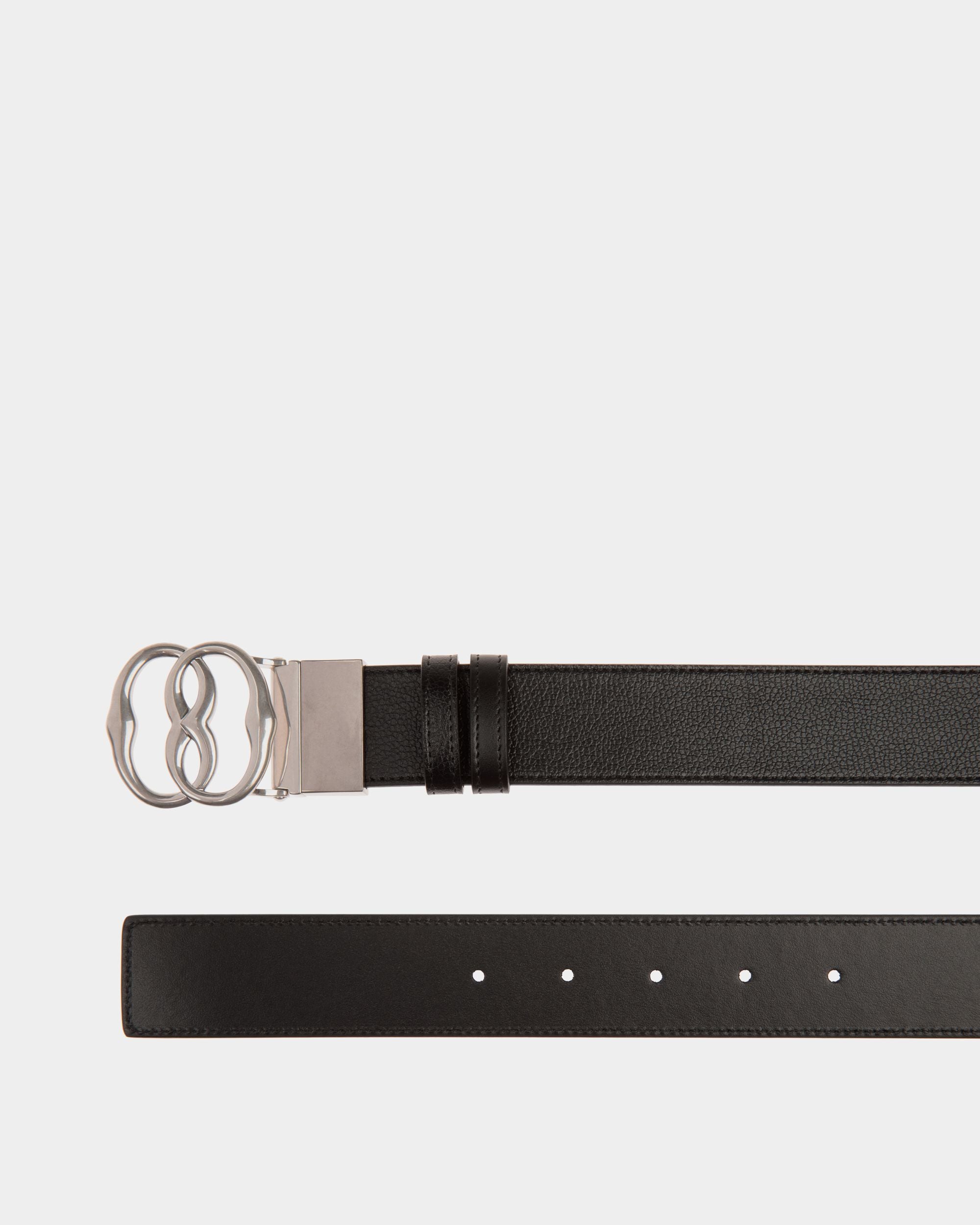 Emblem 35mm Reversible & Adjustable Belt In Black Leather - Men's - Bally - 02