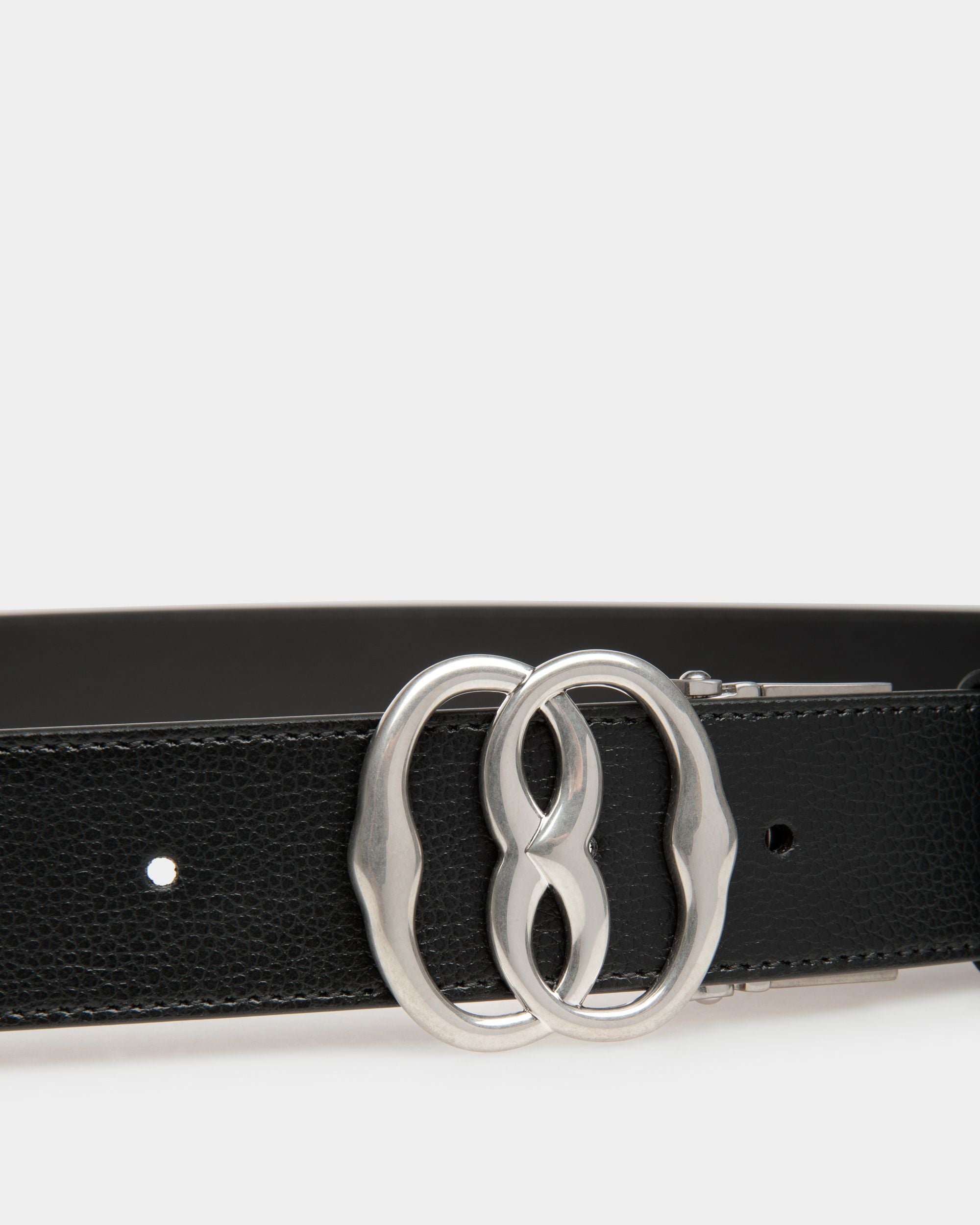 Emblem 35mm Reversible & Adjustable Belt In Black Leather - Men's - Bally - 03
