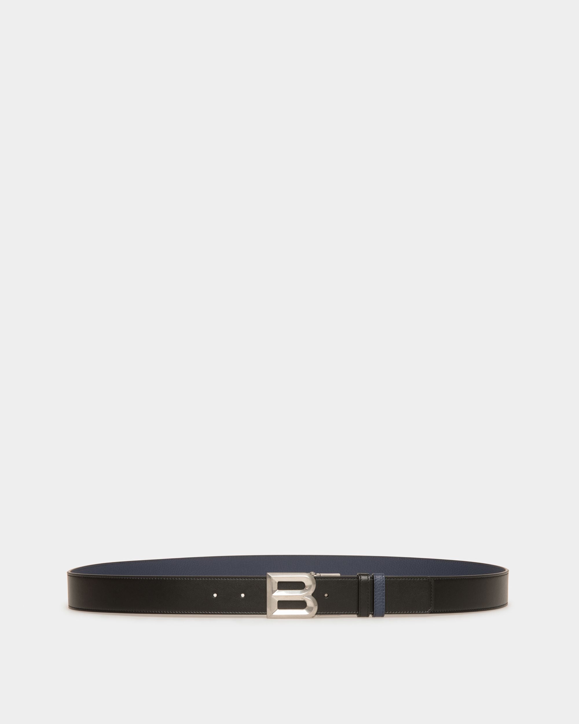 B Bold 35Mm Reversible And Adjustable Belt In Black And Marine Leather - Men's - Bally - 01