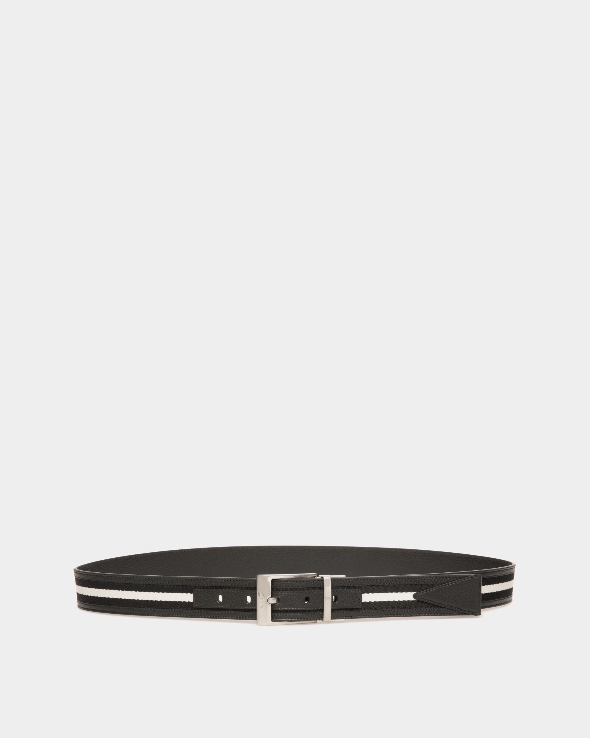 Shiffie 35mm Reversible Belt in Black and White Fabric And Leather - Men's - Bally - 01