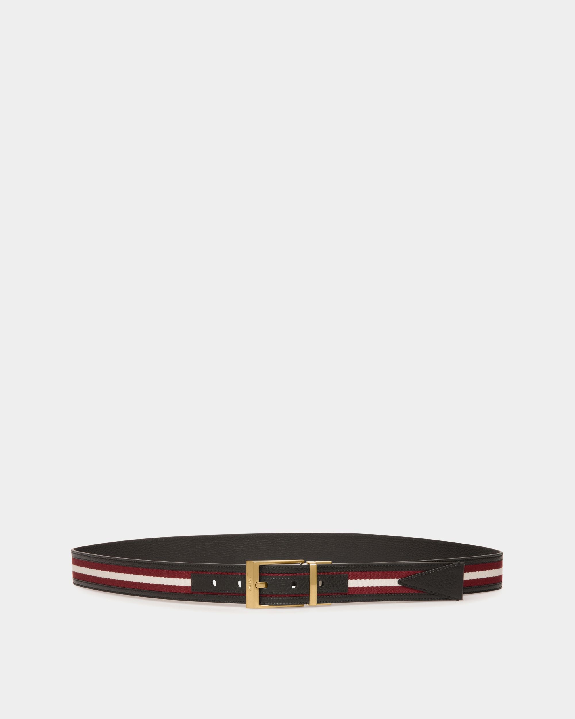 Shiffie 35mm Reversible Belt In Red And White Fabric And Leather - Men's - Bally - 01