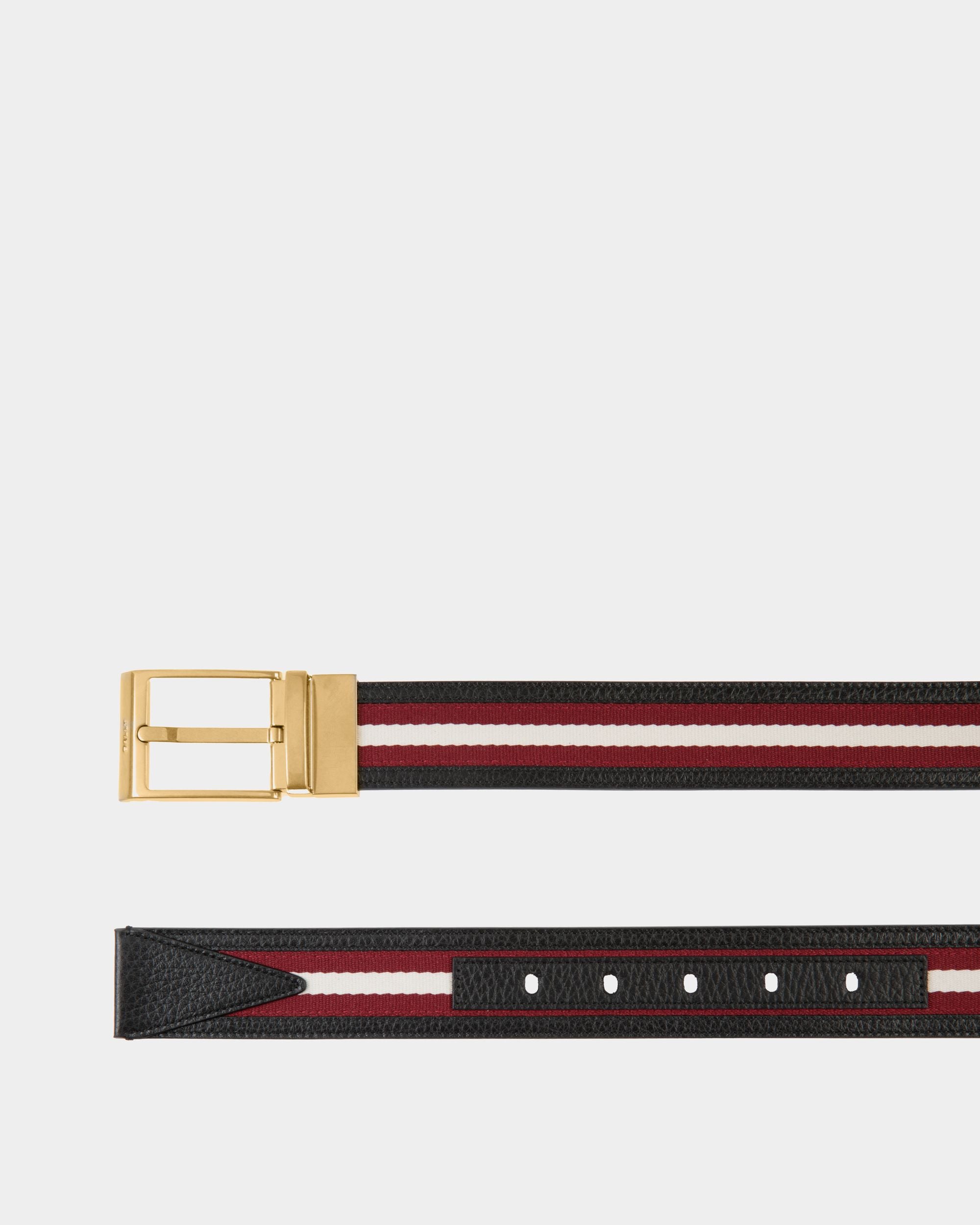 Shiffie 35mm Reversible Belt In Red And White Fabric And Leather - Men's - Bally - 02