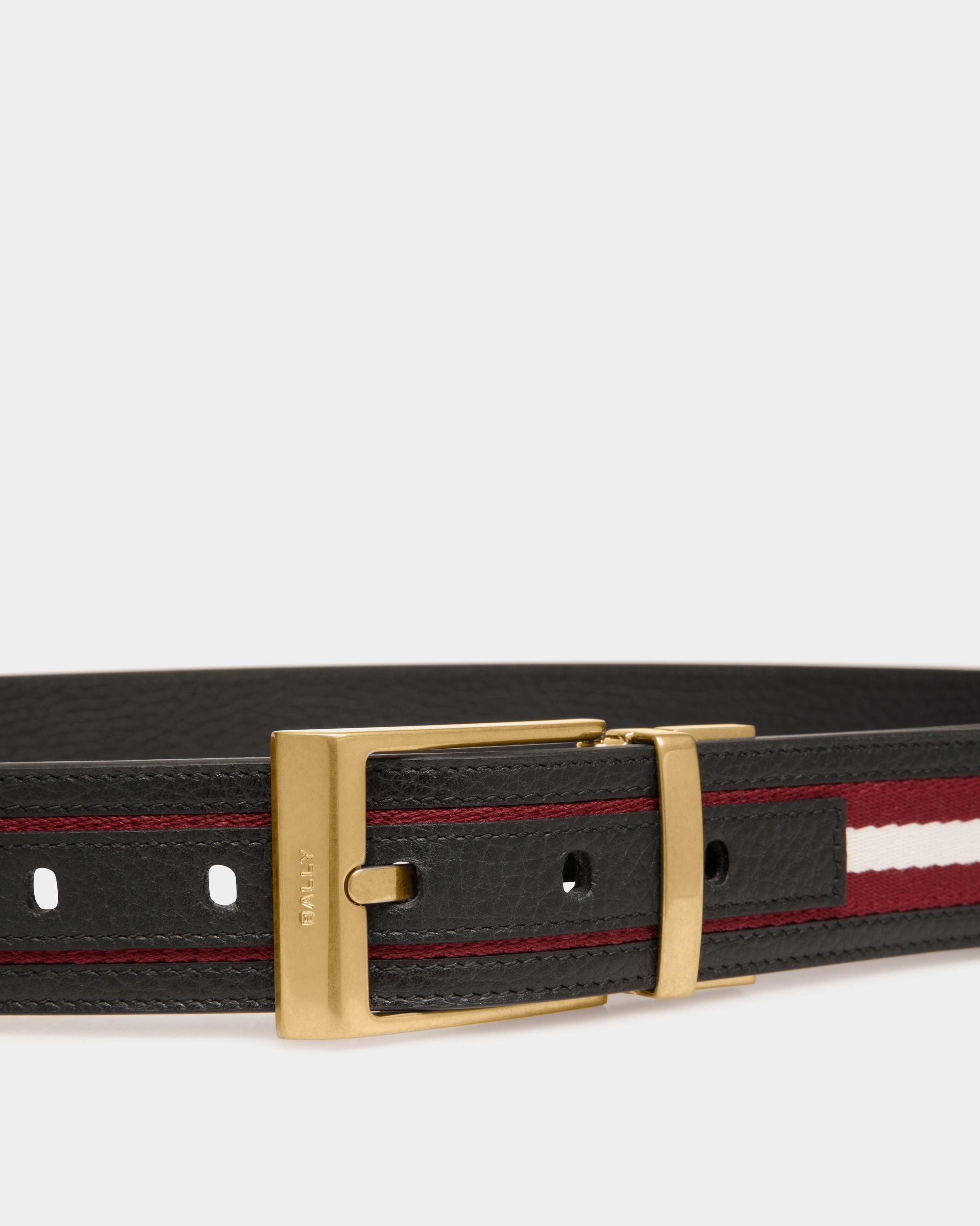 Shiffie 35mm Reversible Belt In Red And White Fabric And Leather - Men's - Bally - 03