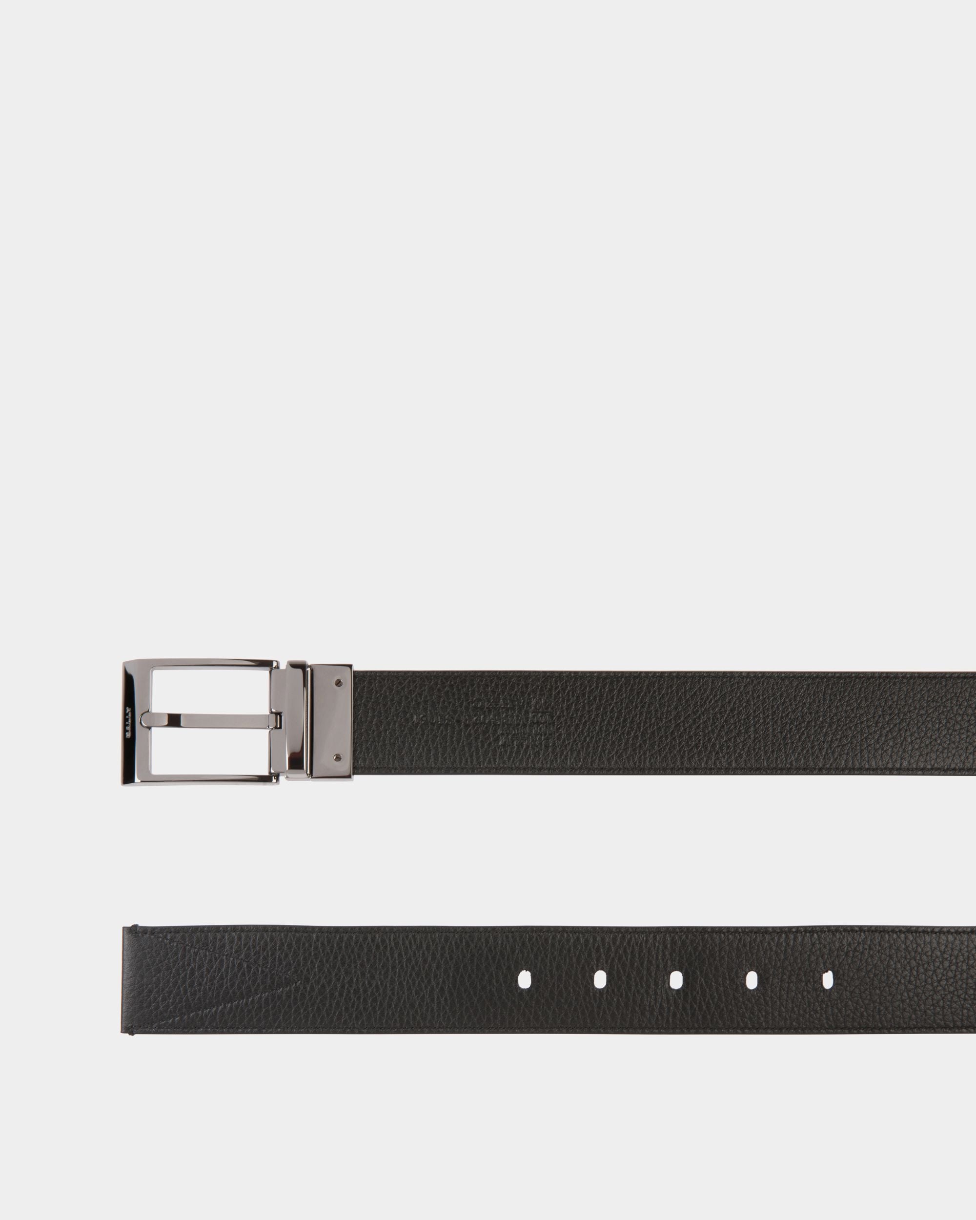 Shiffie 35mm Reversible Belt In Black And White Fabric And Leather - Men's - Bally - 02