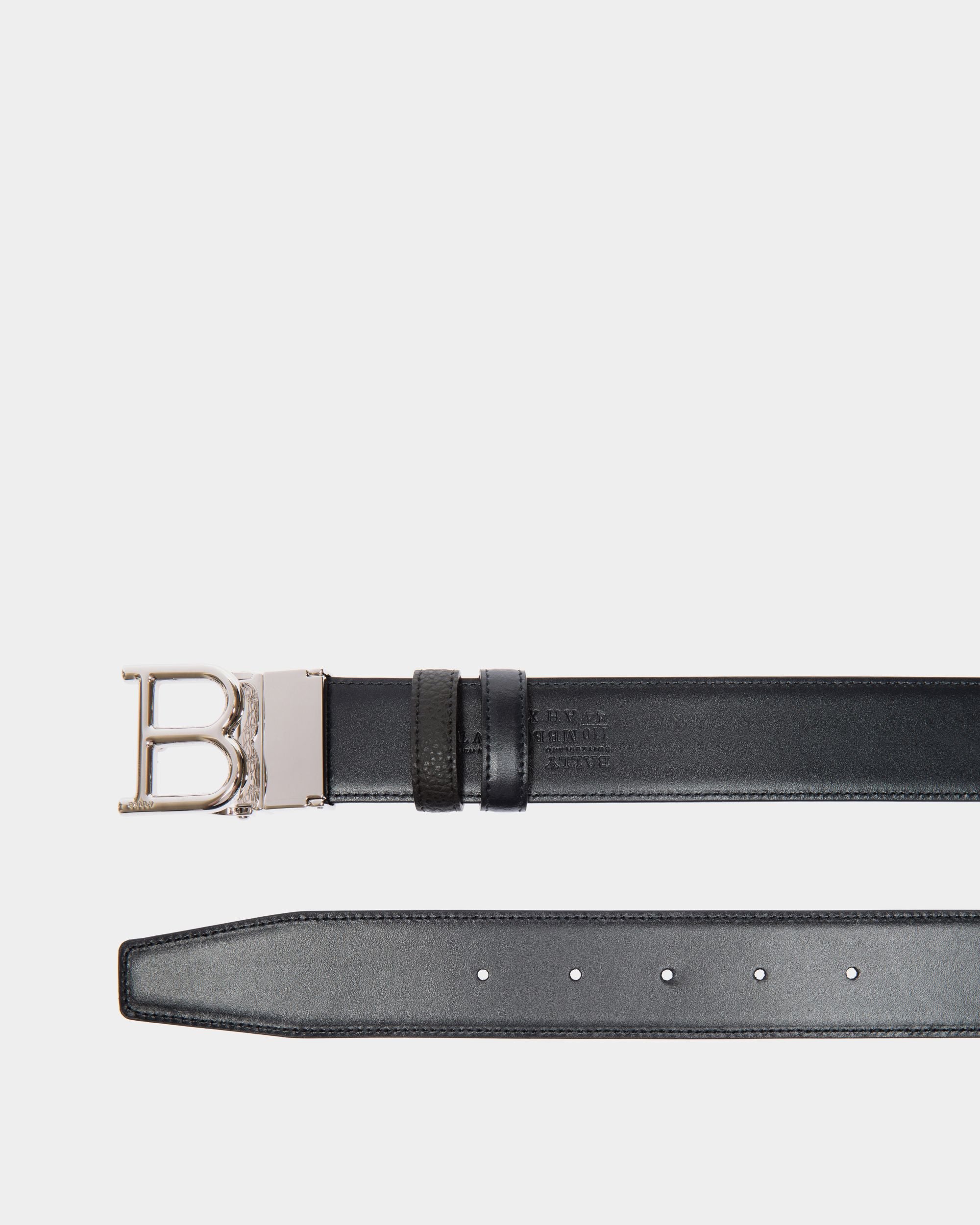 Reversible And Adjustable Belt in Black Leather - Men's - Bally - 02