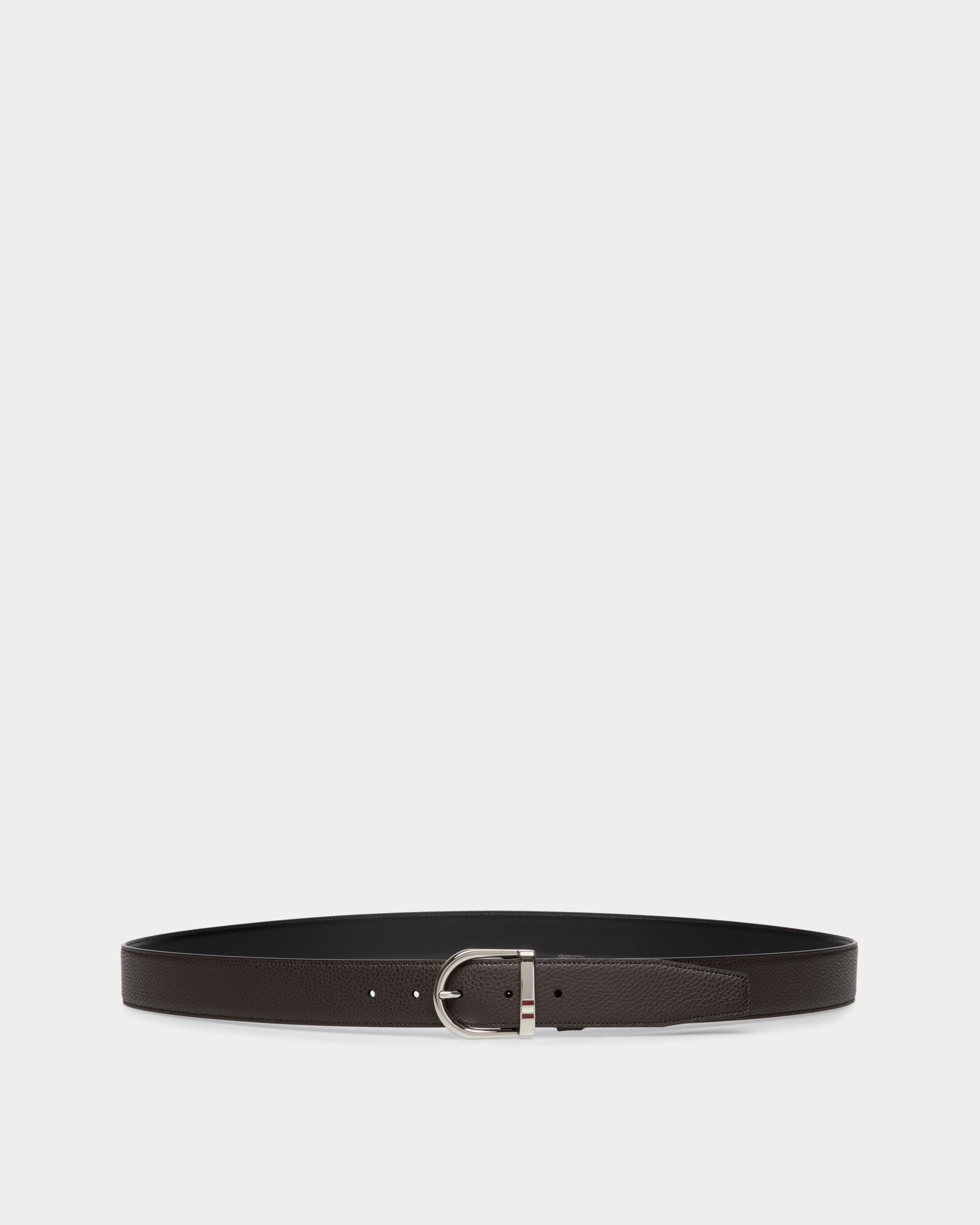 Adjustable Reversible Belt In Brown Leather - Men's - Bally - 01