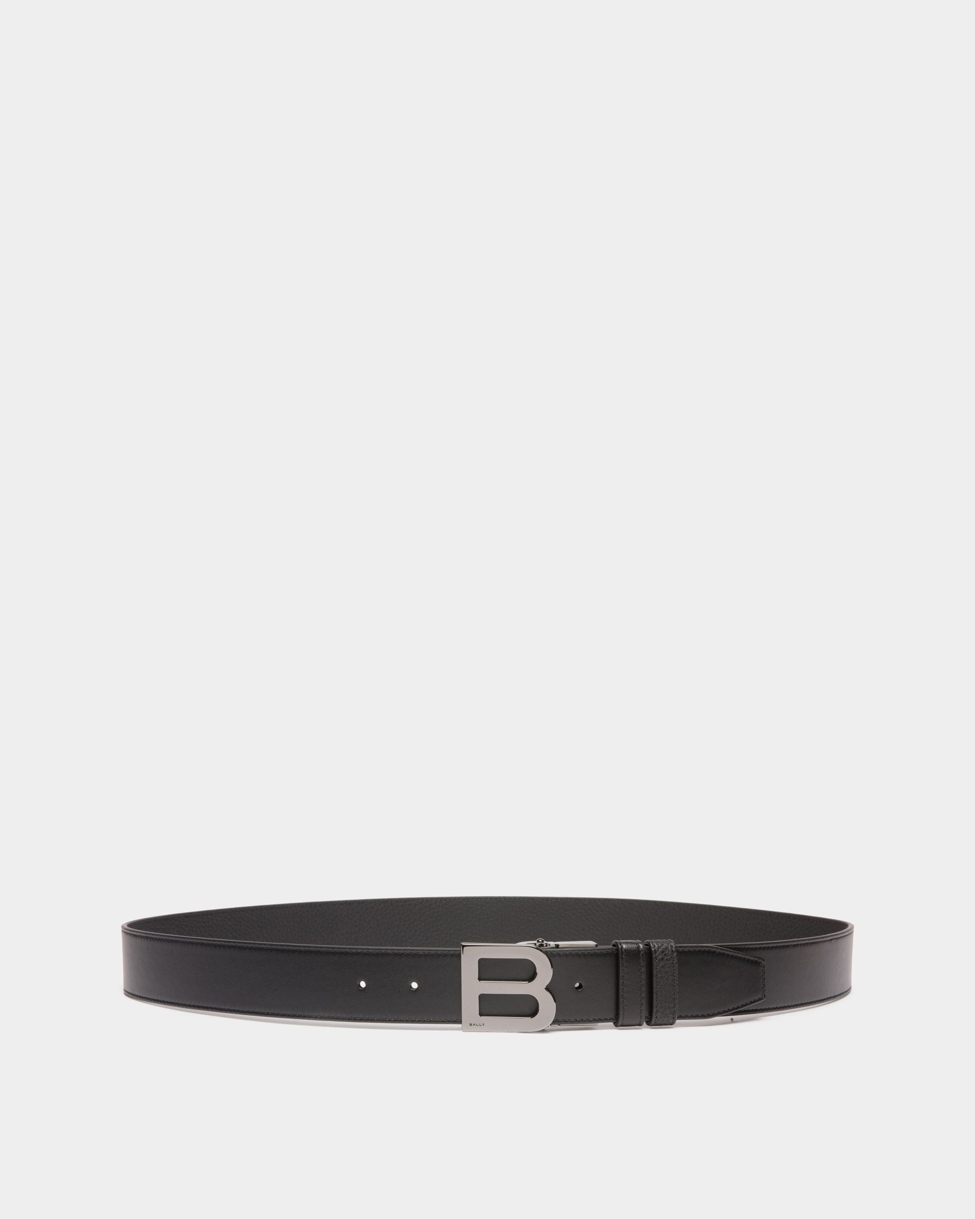 B Logo 35mm Reversible And Adjustable Belt in Black Leather - Men's - Bally - 01