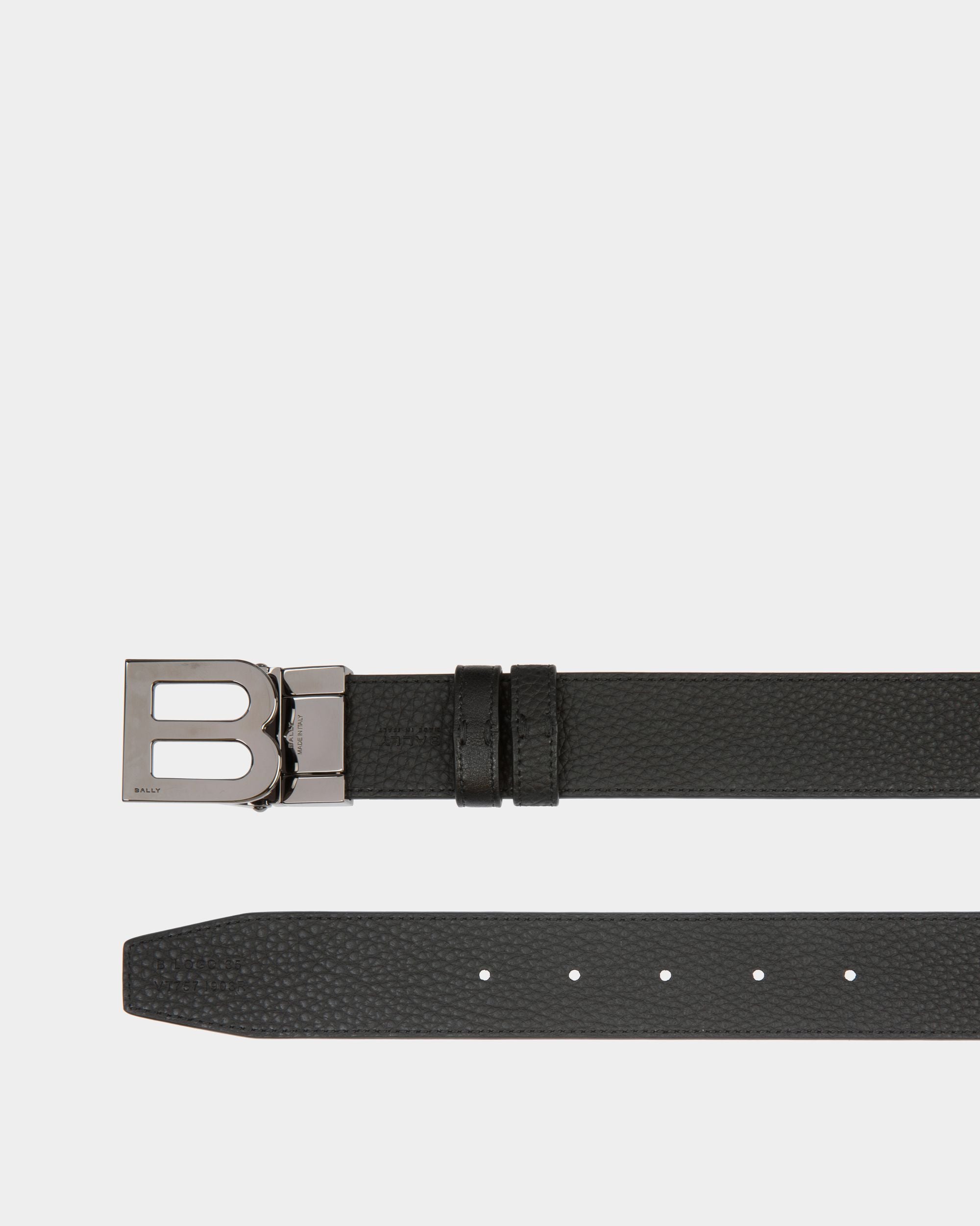 B Logo 35mm Reversible And Adjustable Belt in Black Leather - Men's - Bally - 02