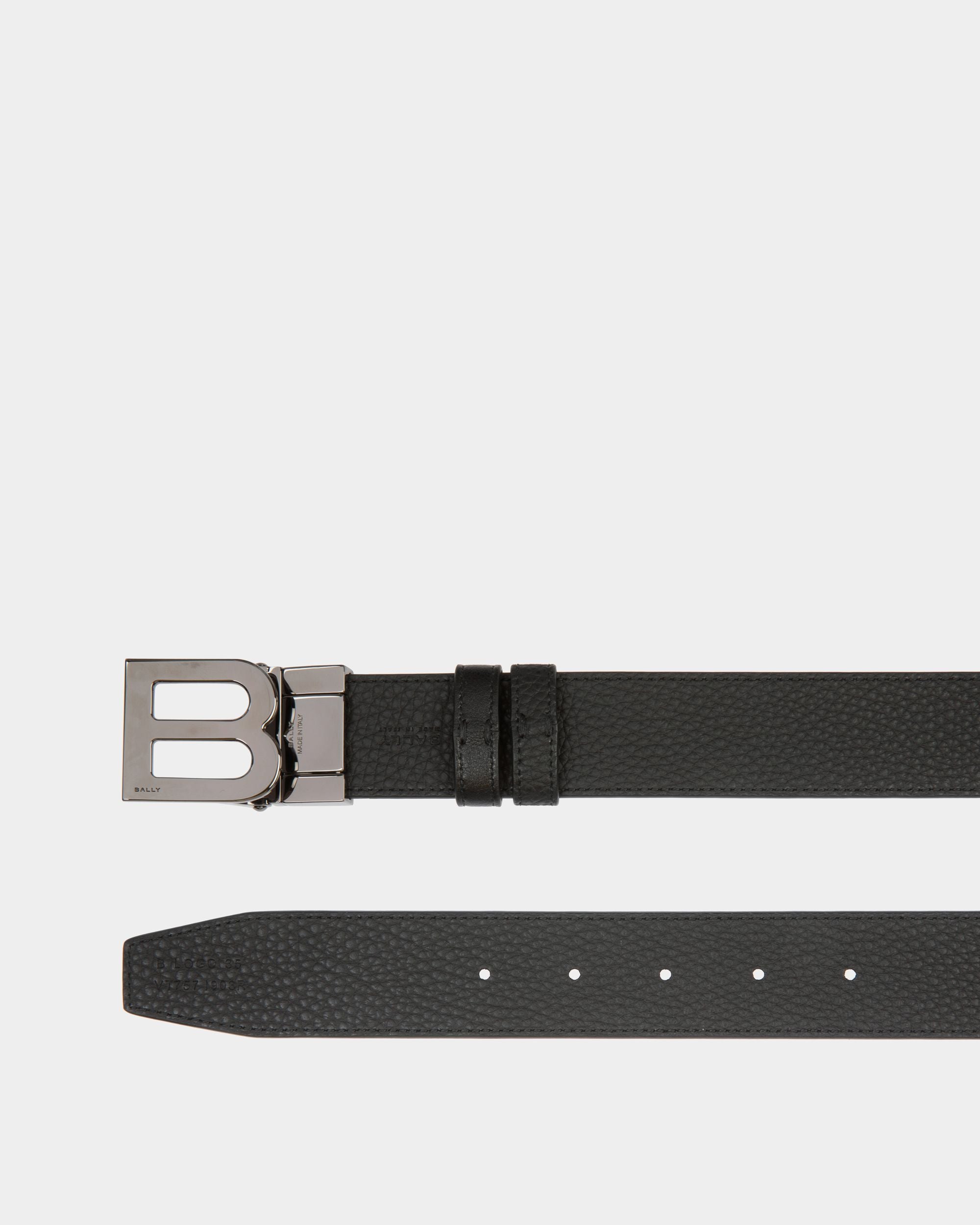 B Logo 35mm Reversible And Adjustable Belt in Black Leather - Men's - Bally - 03