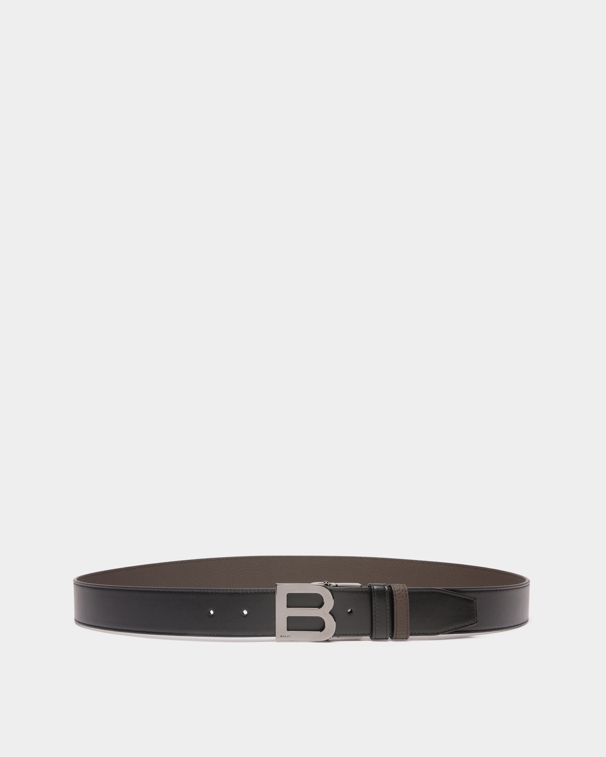 B Logo 35mm Reversible And Adjustable Belt in Black And Ebano Leather - Men's - Bally - 01