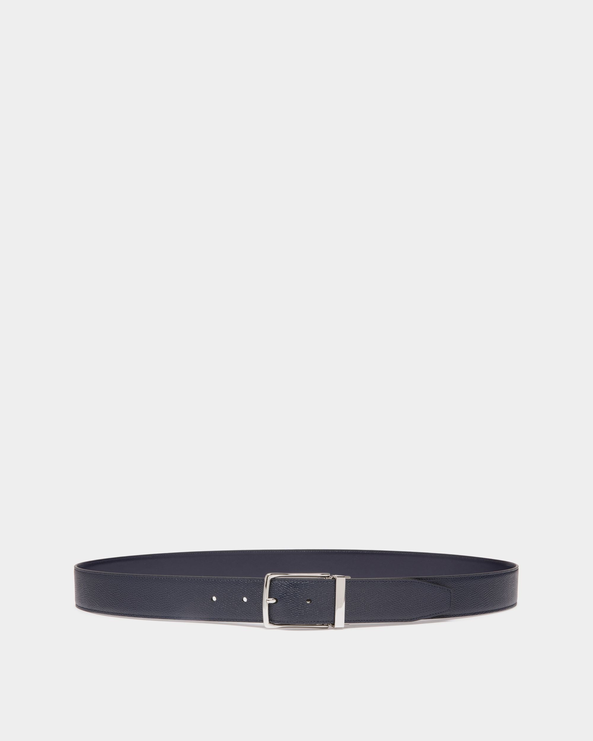 Ketter 35mm Reversible And Adjustable Belt in Navy Blue Leather - Men's - Bally - 01