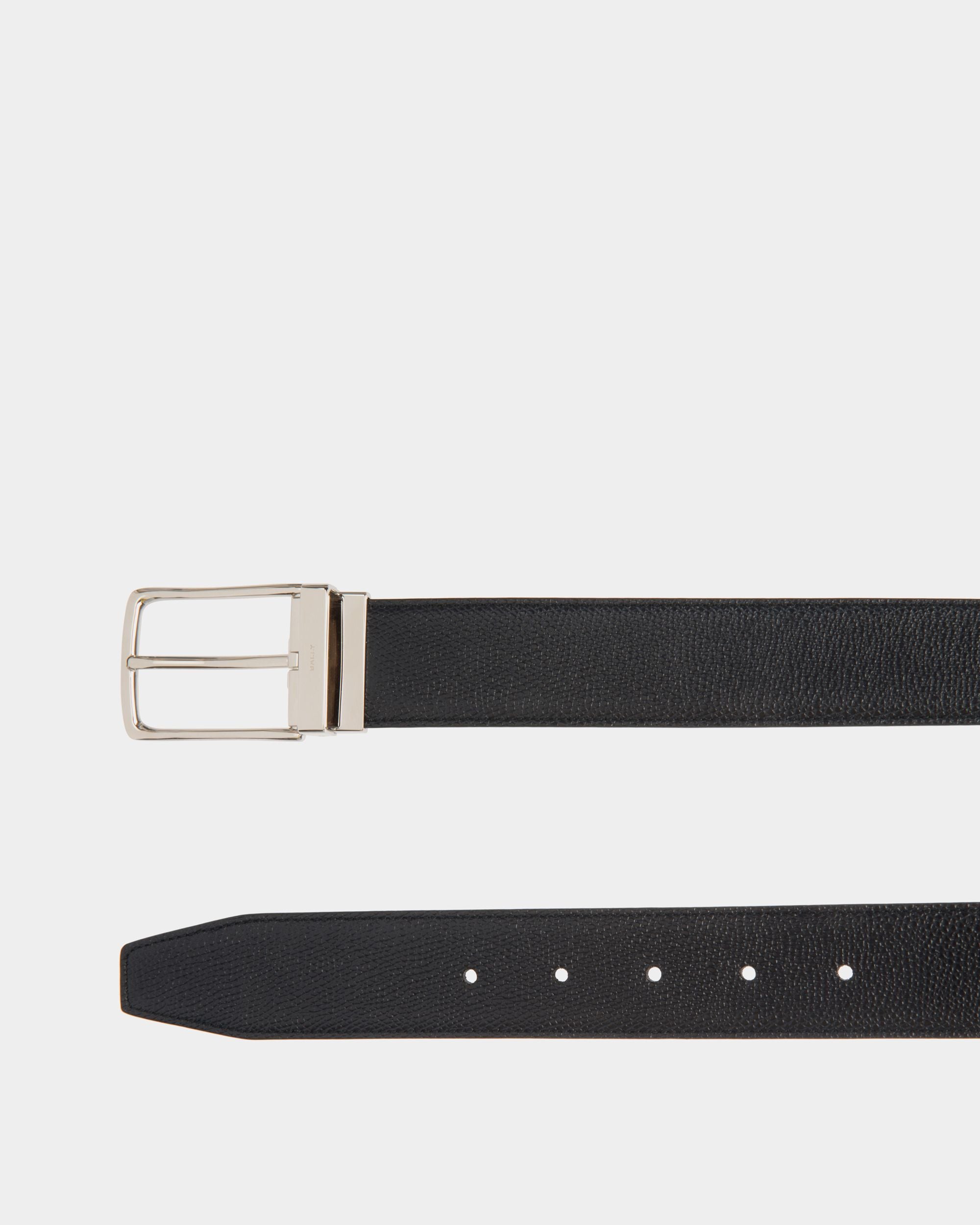 Ketter 35mm Reversible And Adjustable Belt in Navy Blue Leather - Men's - Bally - 02
